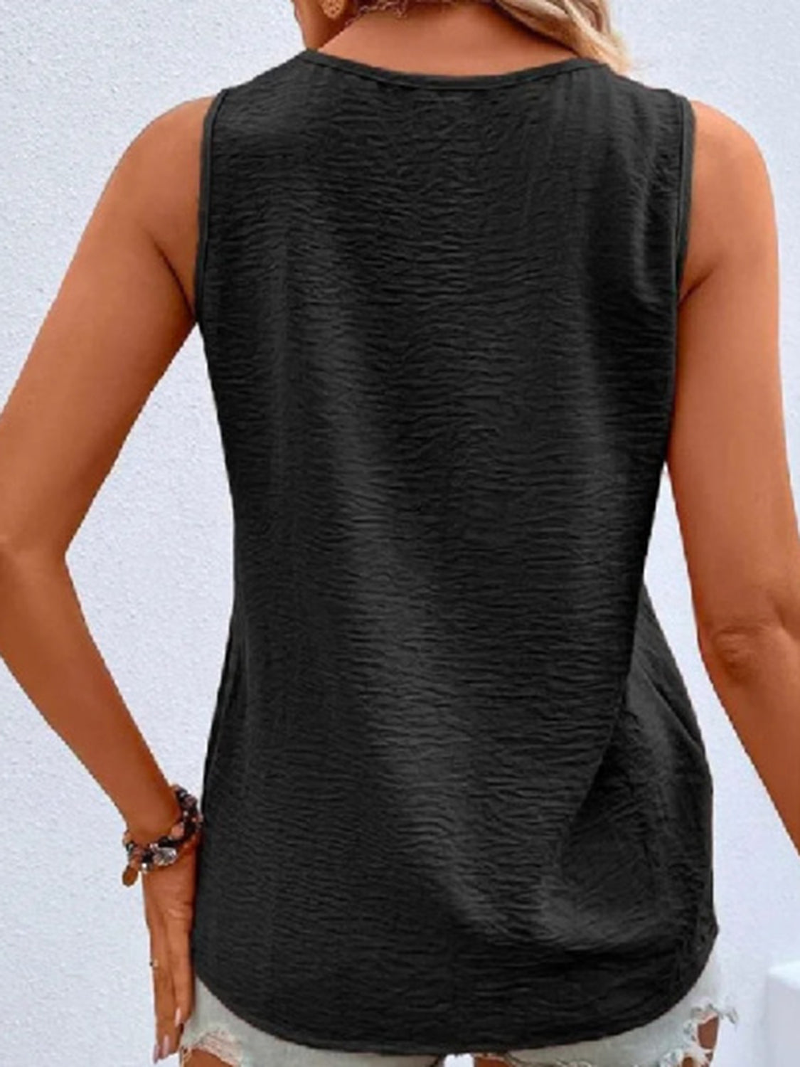 PREORDER- Full Size Decorative Button V-Neck Tank