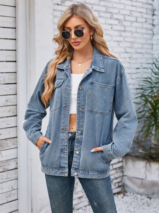 PREORDER- Pocketed Button Up Detachable Hooded Denim Jacket