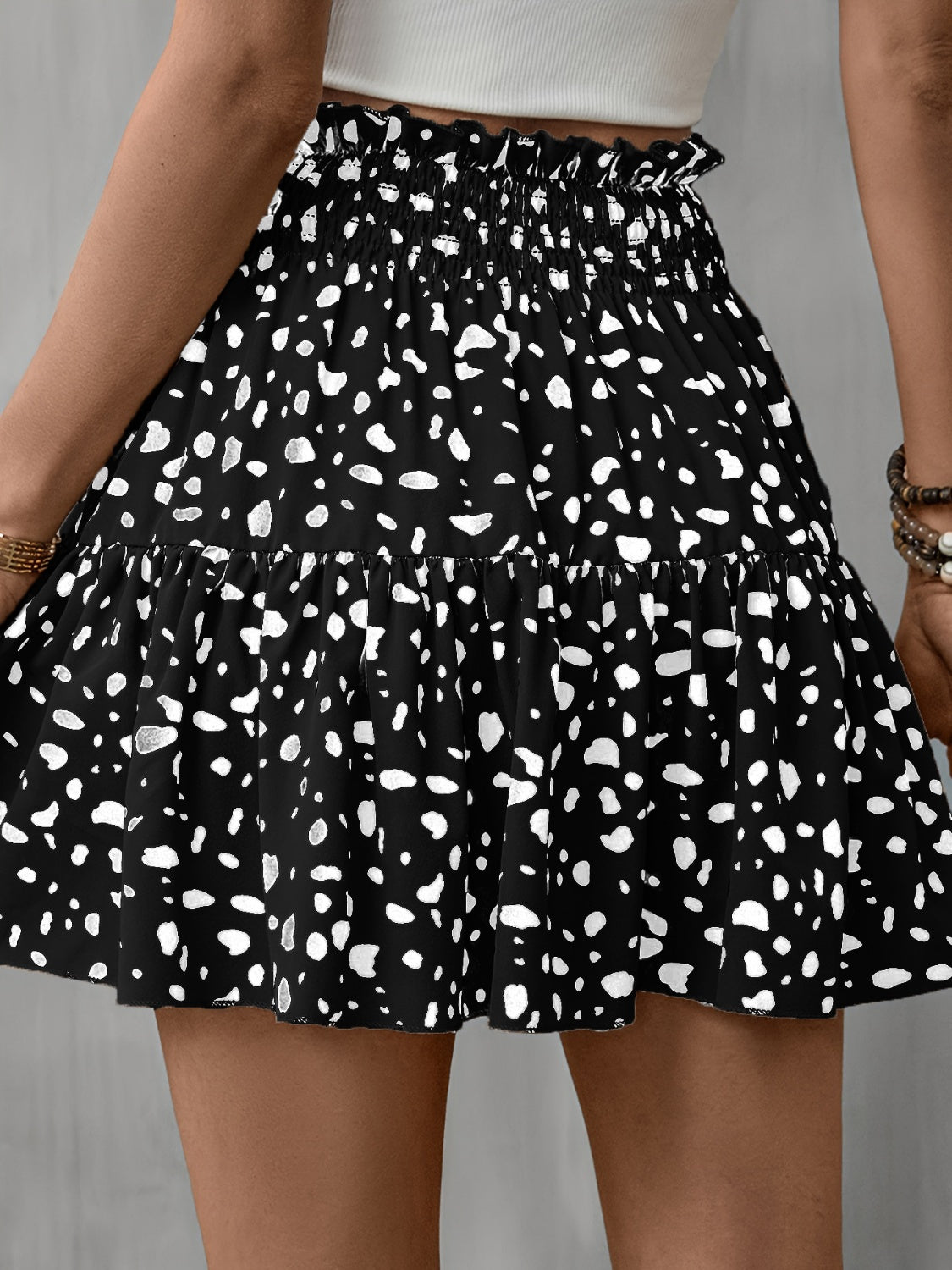 PREORDER- Frill Tied Printed Mini Skirt