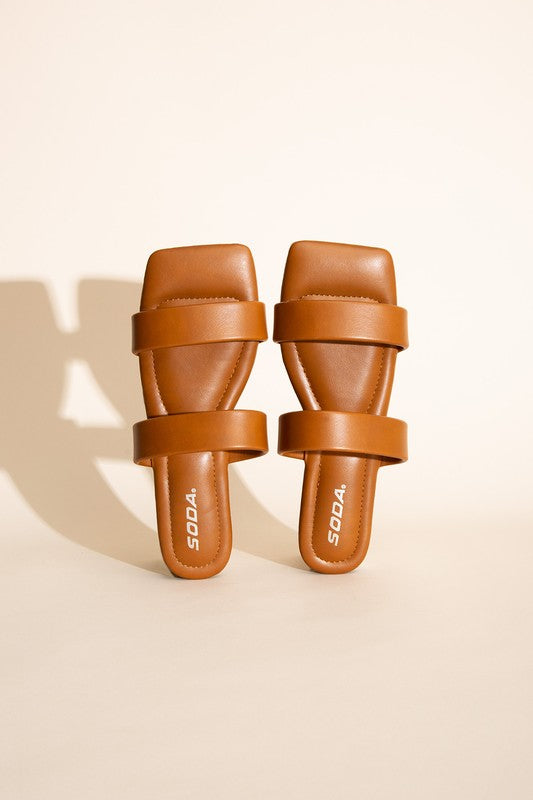 SODA Double Strap Square Toe Slides