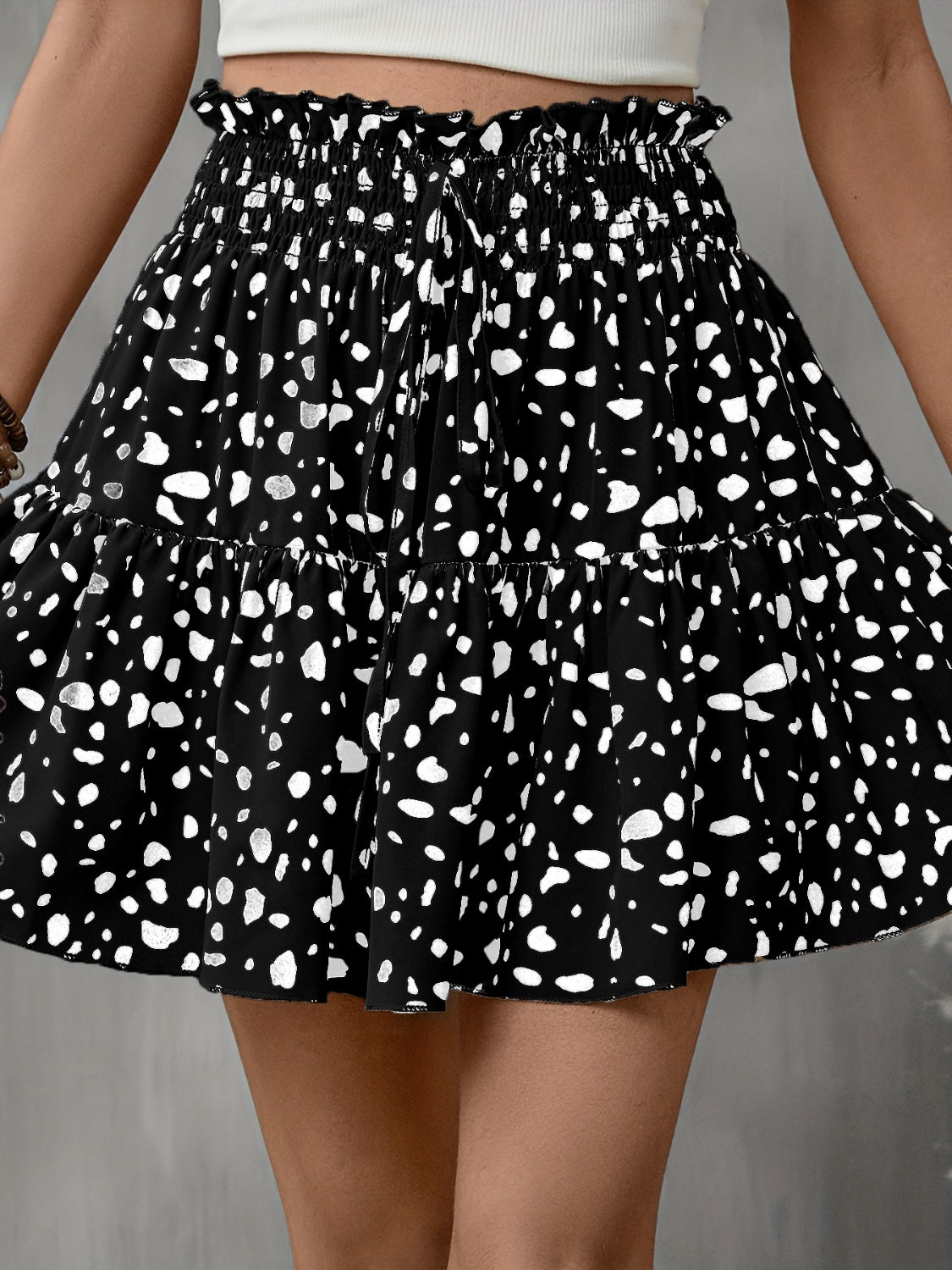 PREORDER- Frill Tied Printed Mini Skirt