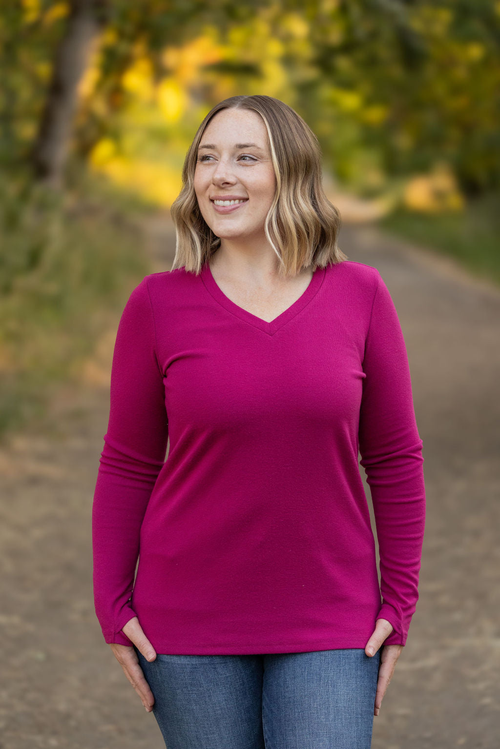 Michelle Mae Leah Long Sleeve Top - Magenta