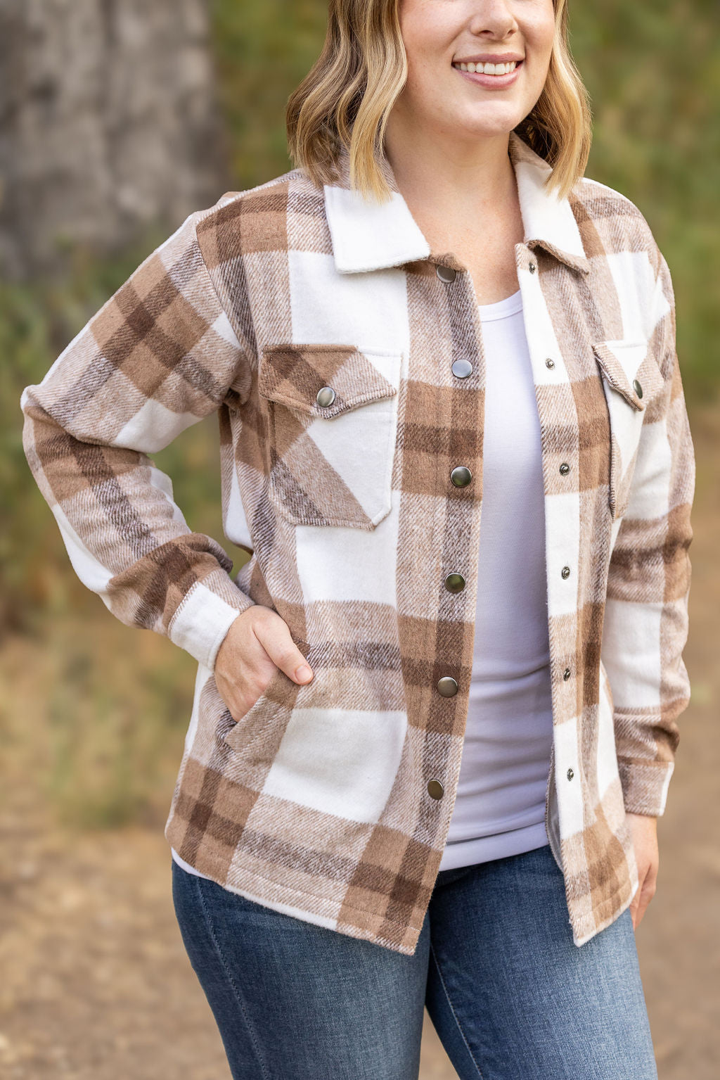 plaid neutral womens shacket