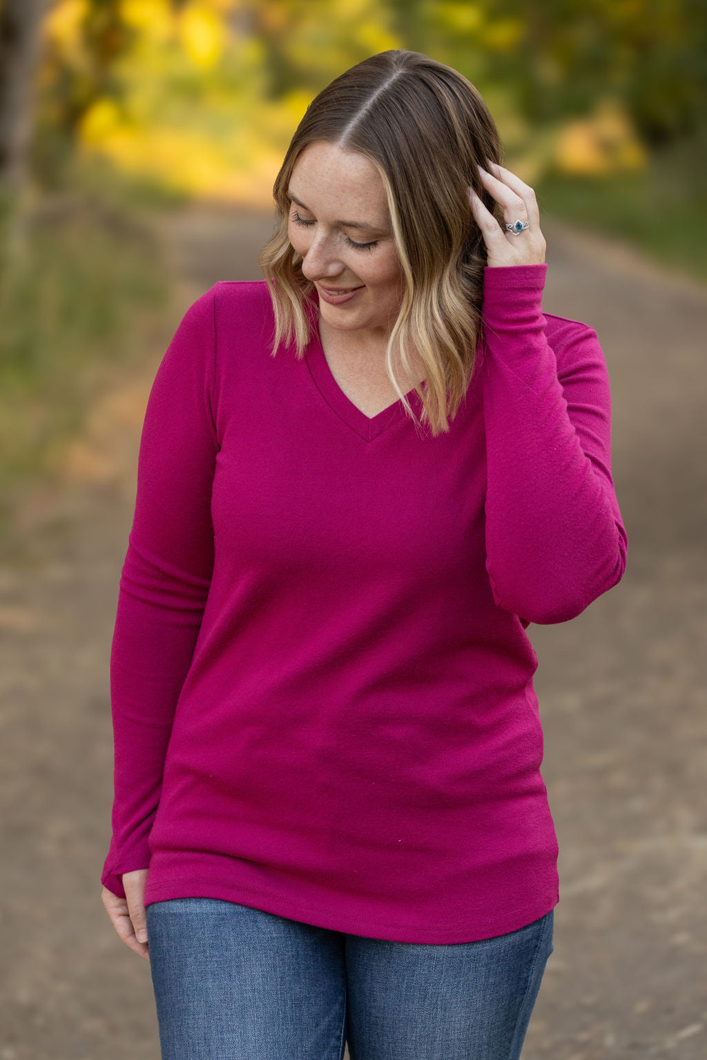 Michelle Mae Leah Long Sleeve Top - Magenta