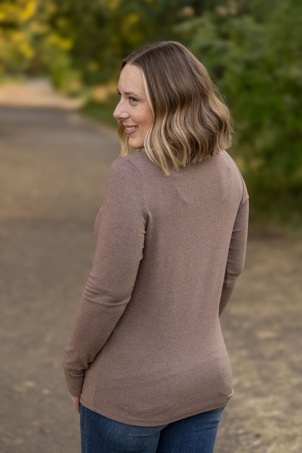 Michelle Mae Leah Long Sleeve Top - Mocha