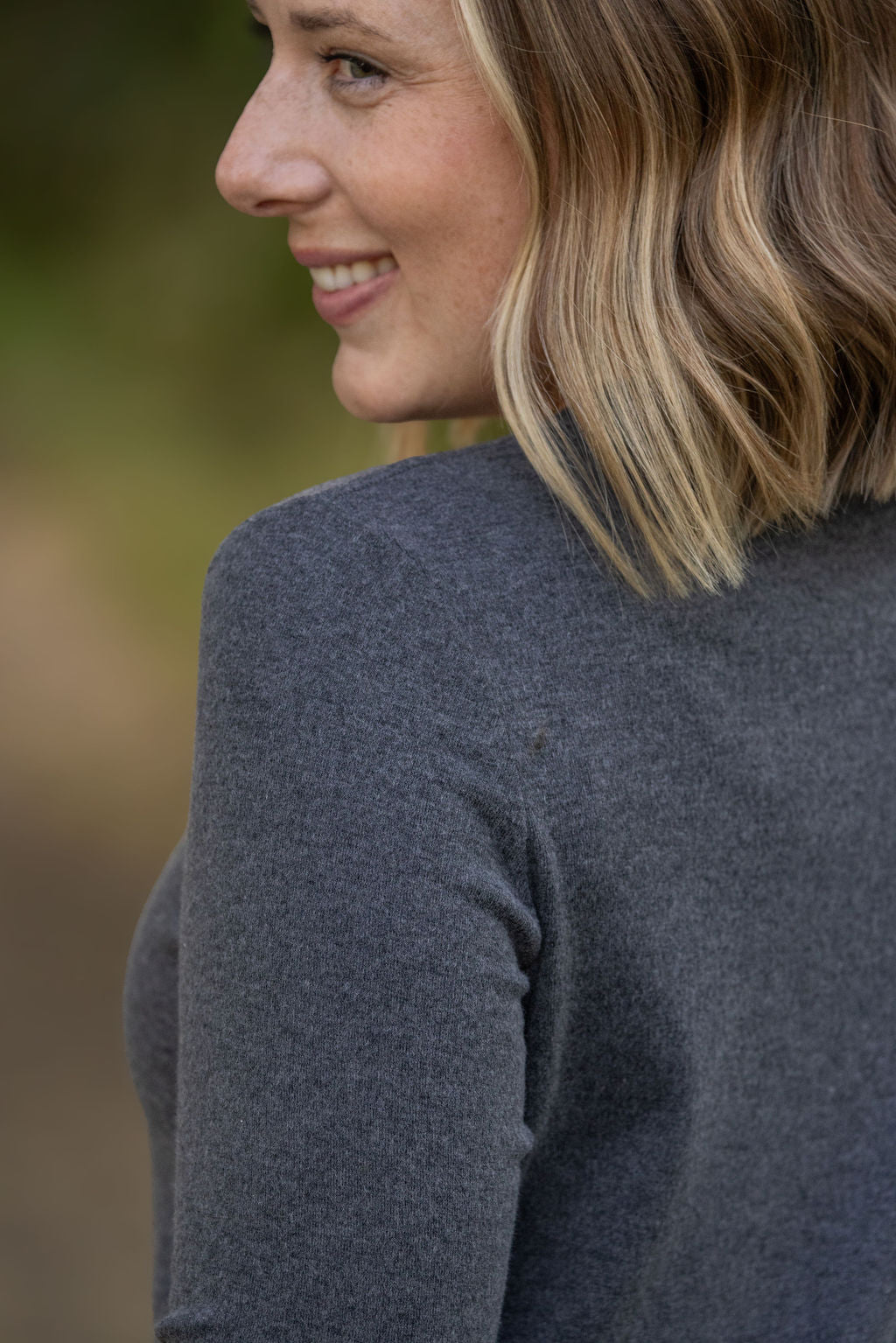 Michelle Mae Leah Long Sleeve Top - Charcoal