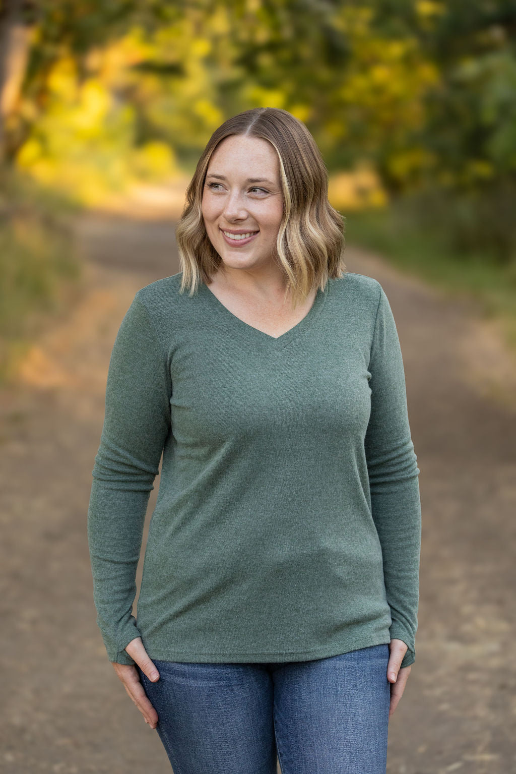 Michelle Mae Leah Long Sleeve Top - Green