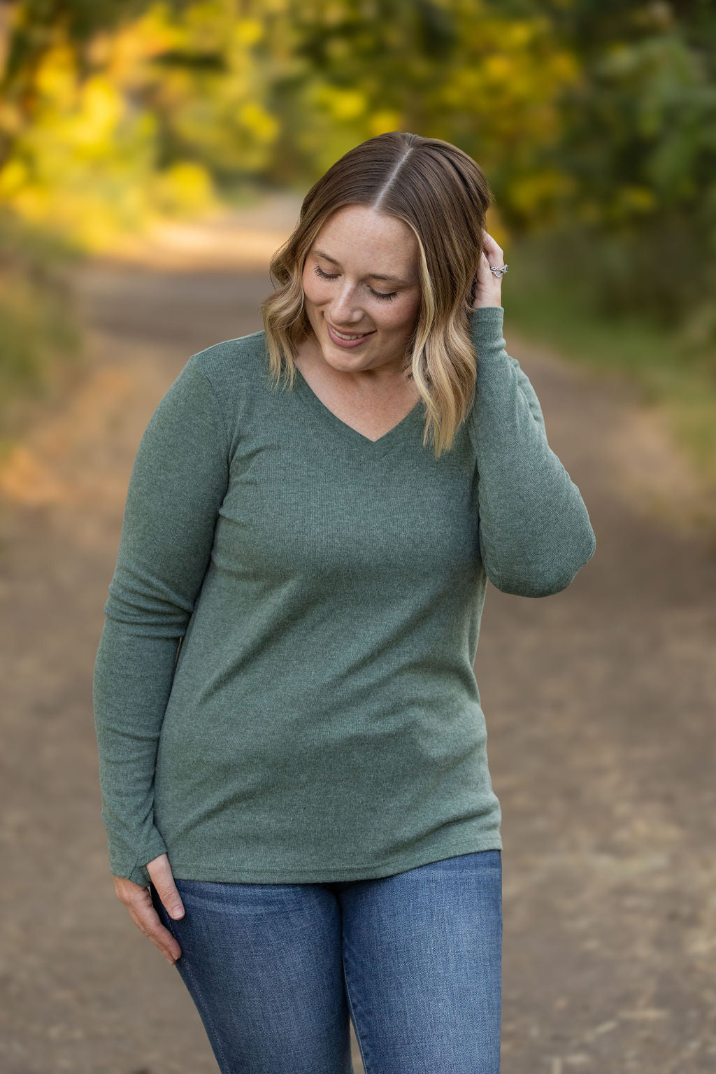 Michelle Mae Leah Long Sleeve Top - Green