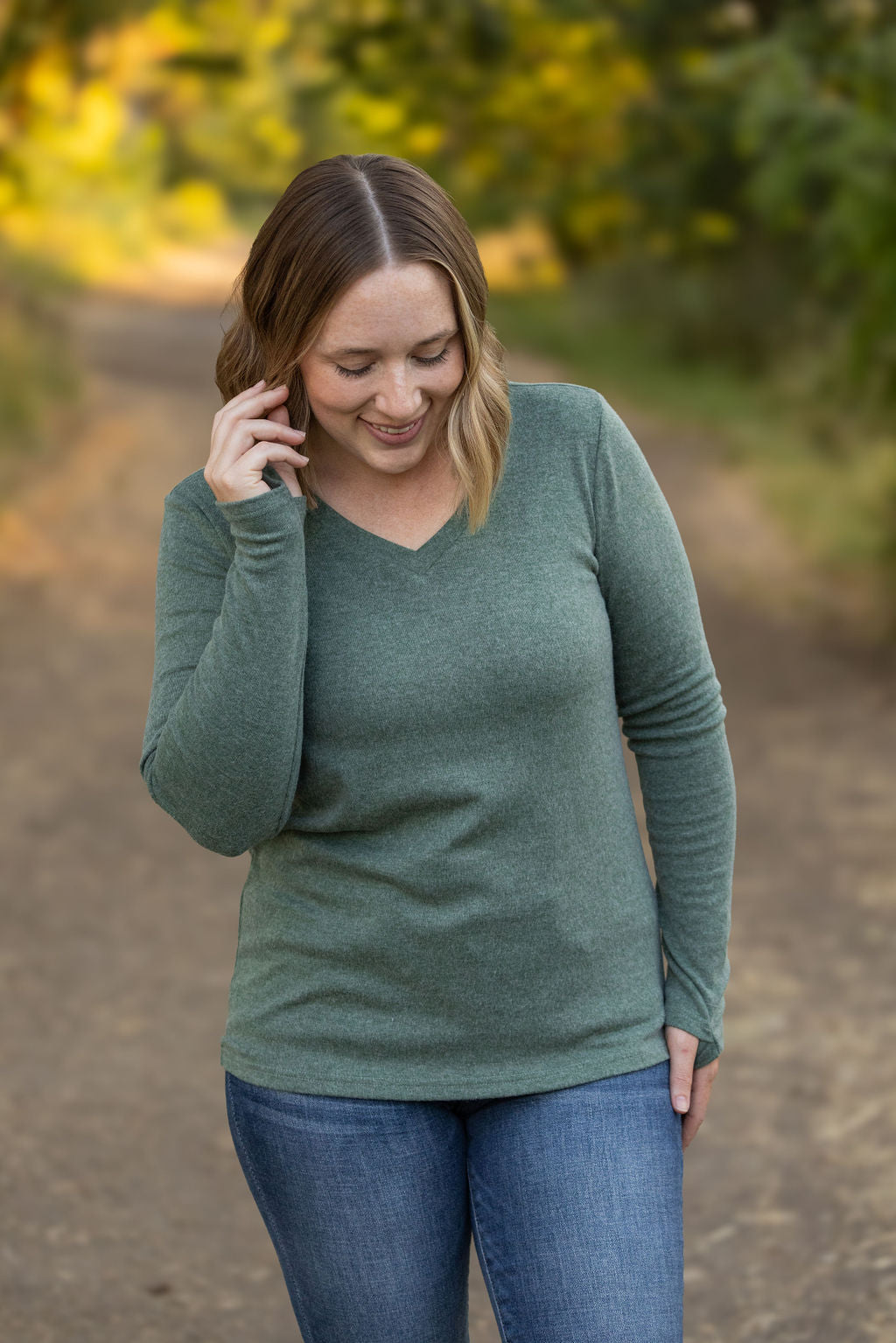 Michelle Mae Leah Long Sleeve Top - Green