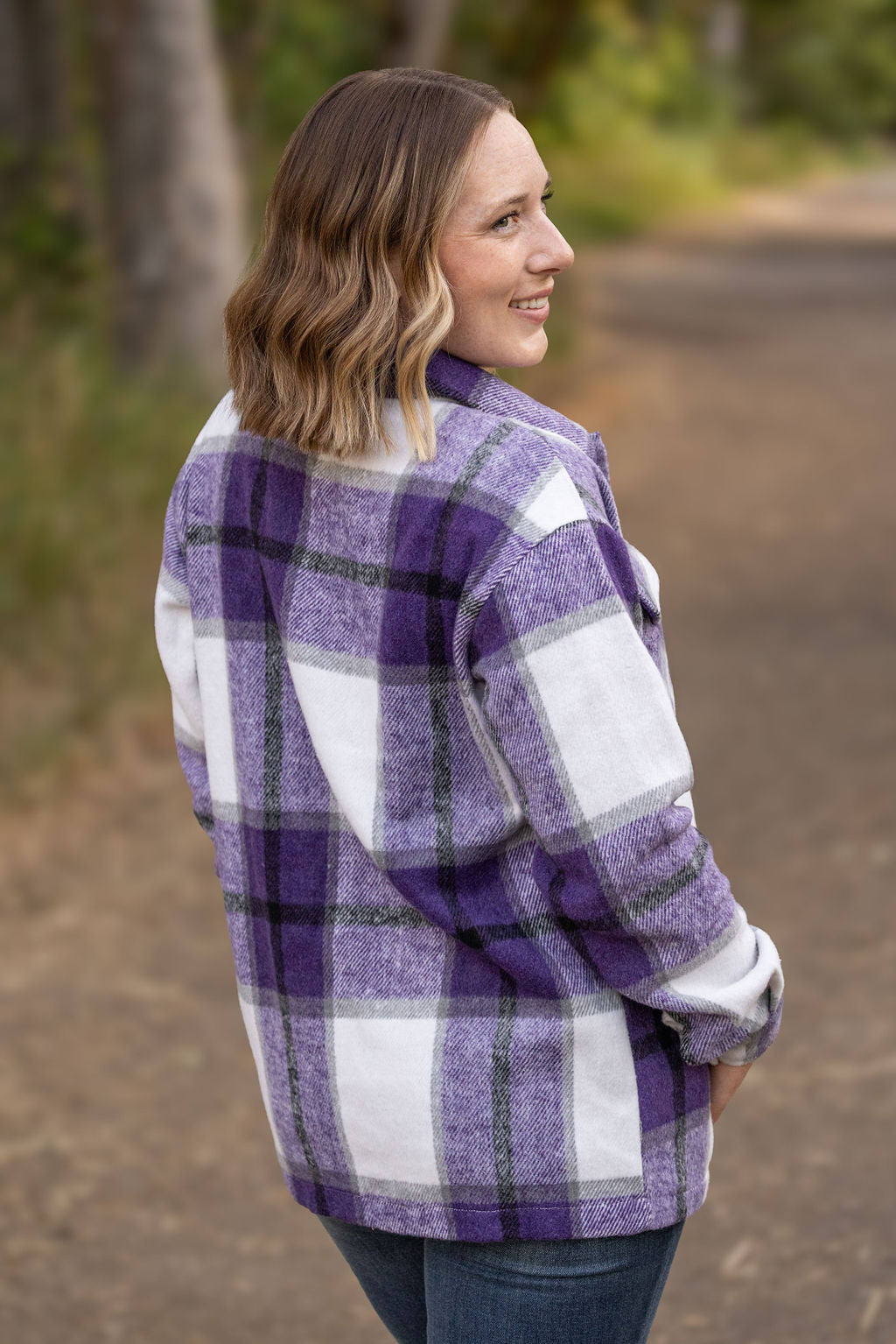 Michelle Mae Norah Plaid Shacket - Purple Mix