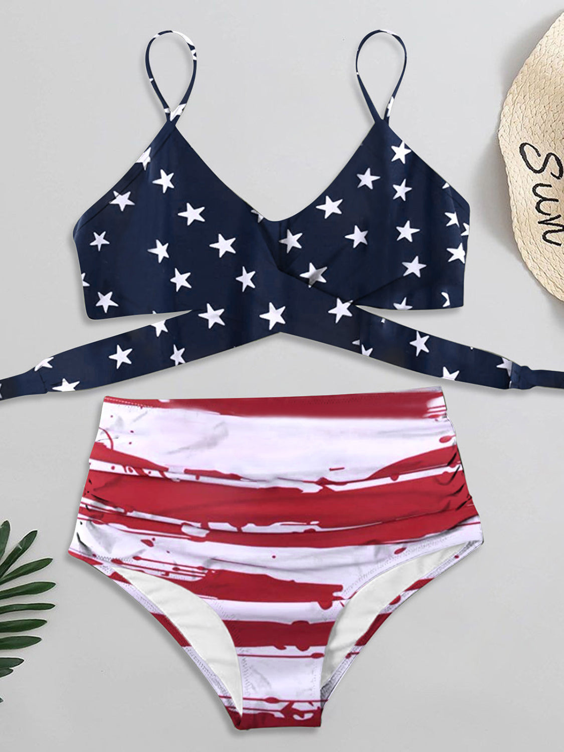 PREORDER- Tied Printed Spaghetti Strap Two-Piece Swim Set