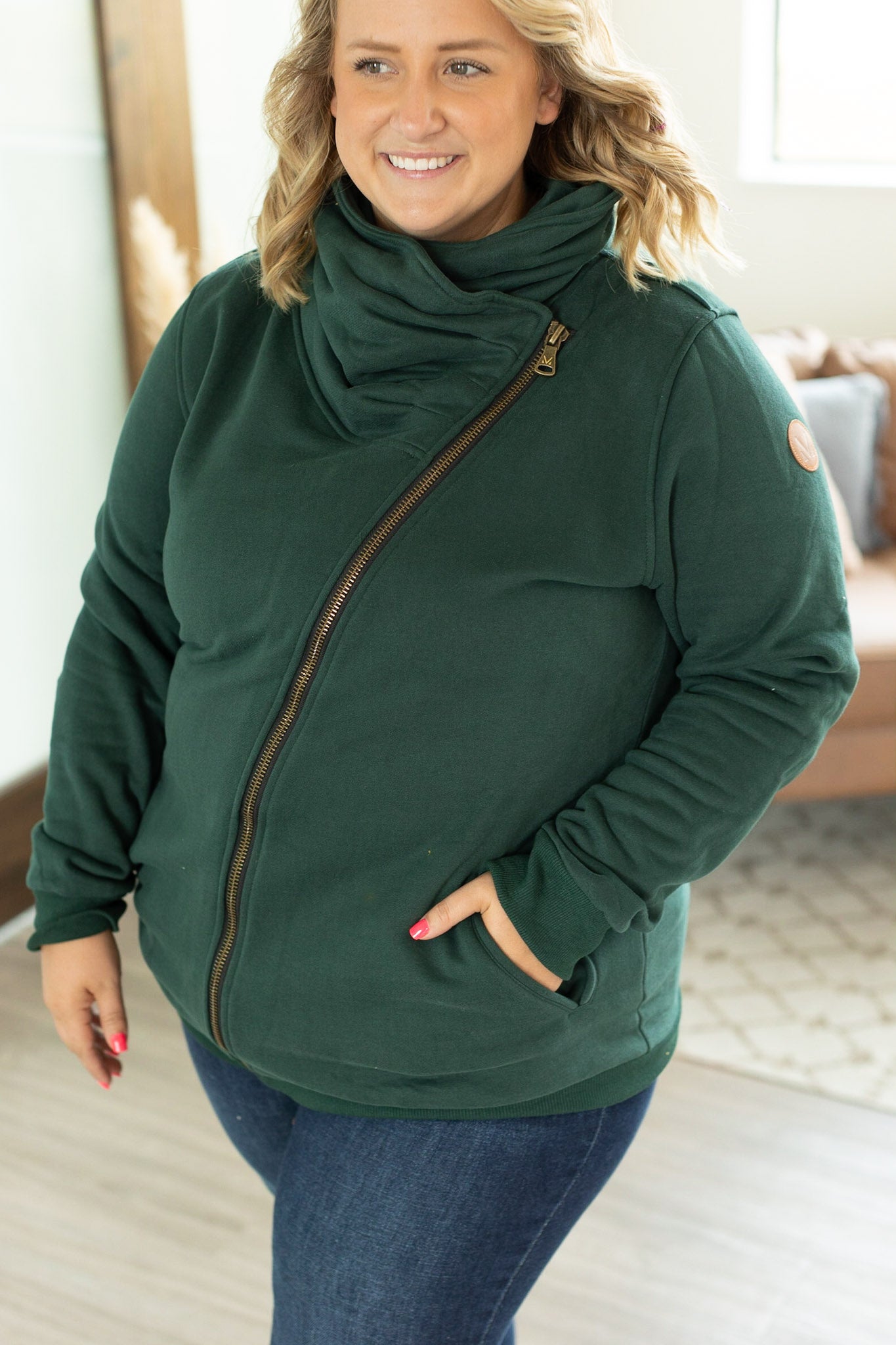 Michelle Mae Quinn ZipUp Cowl - Evergreen