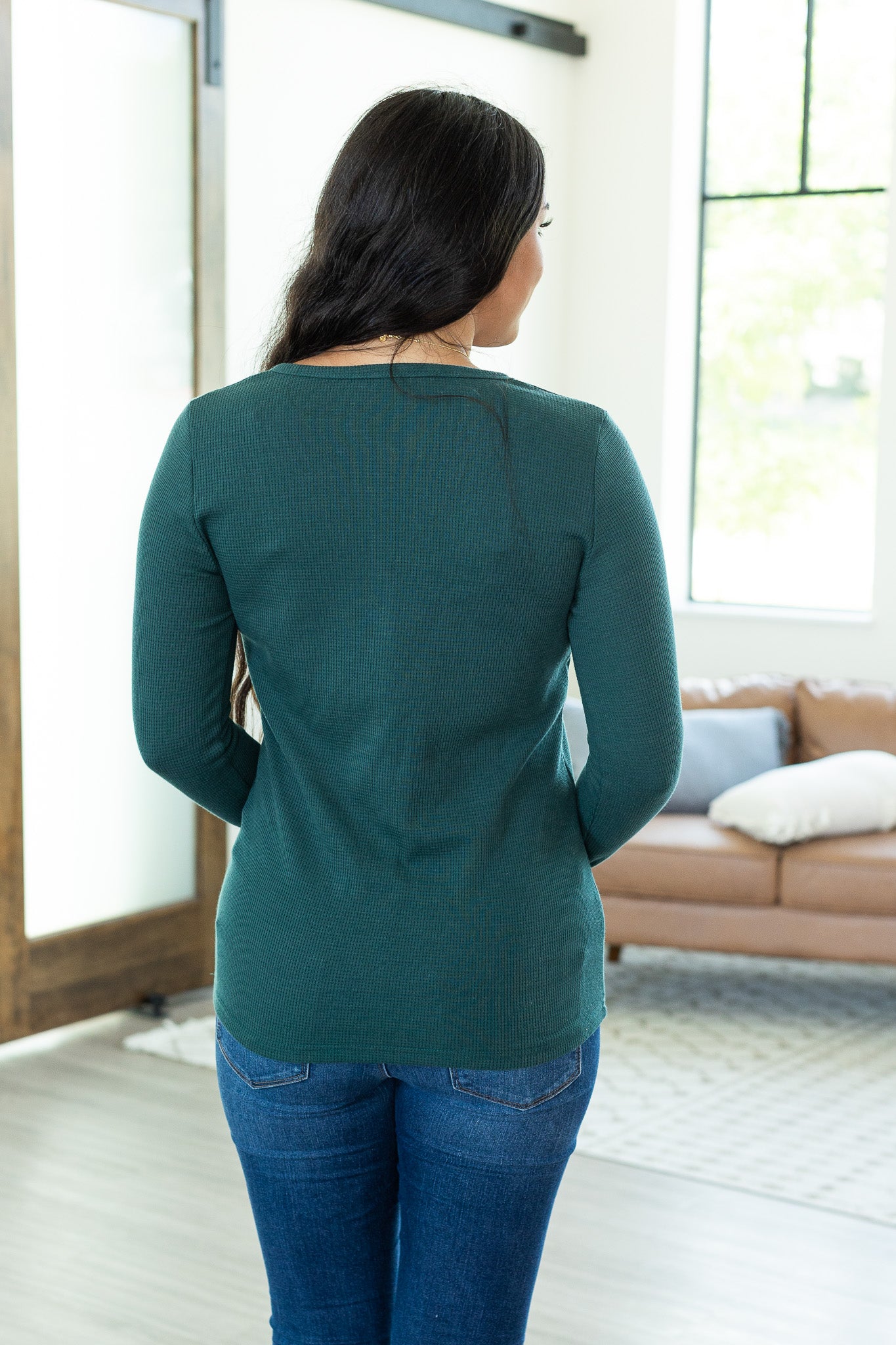 Michelle Mae Harper Long Sleeve Henley - Evergreen