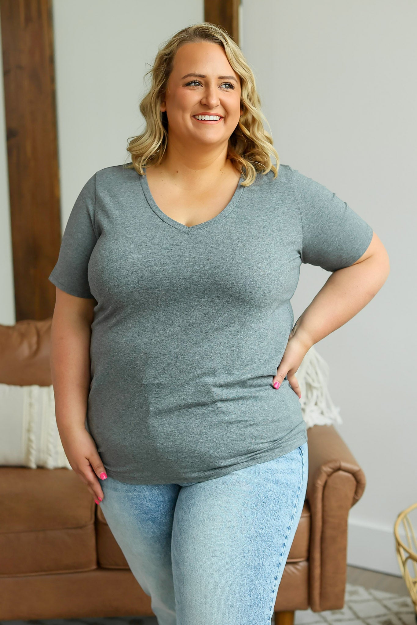 Michelle Mae Olivia Tee - Charcoal