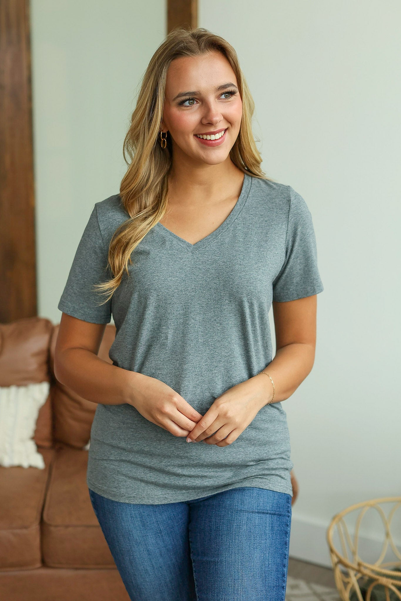 Michelle Mae Olivia Tee - Charcoal