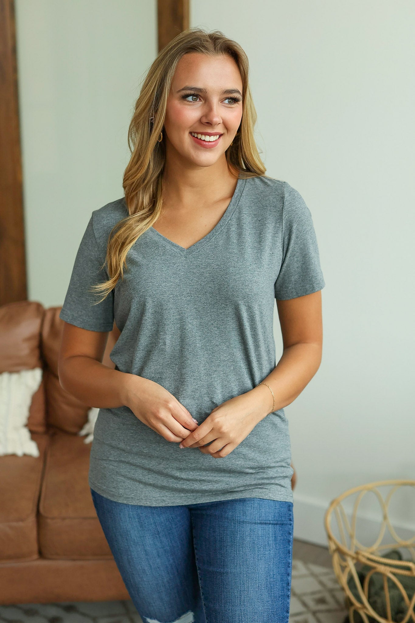 Michelle Mae Olivia Tee - Charcoal