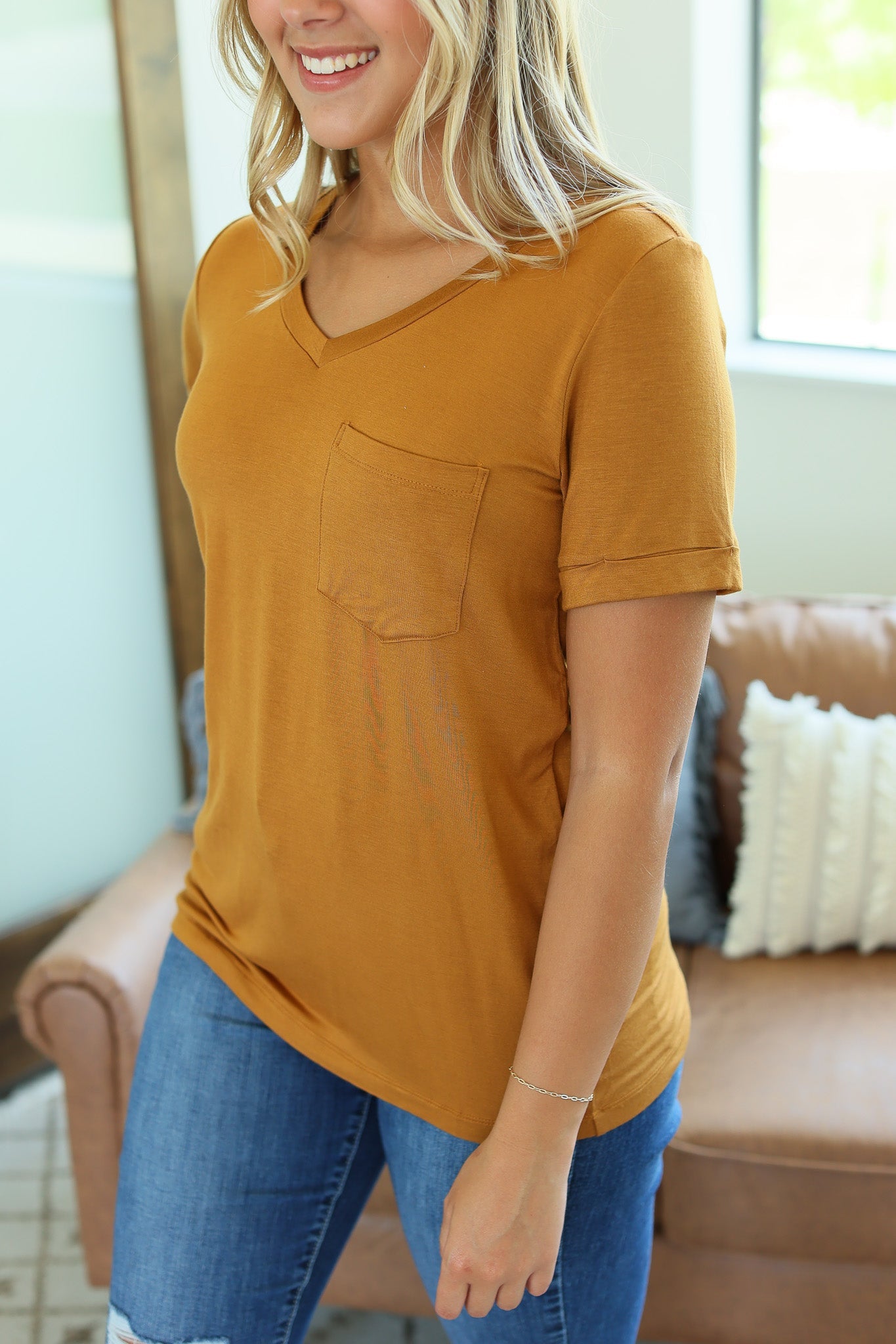 Michelle Mae Sophie Pocket Tee - Camel