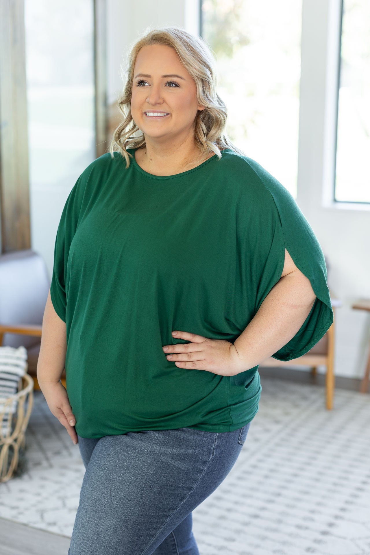 Michelle Mae Darcy Dolman Top - Forest Green