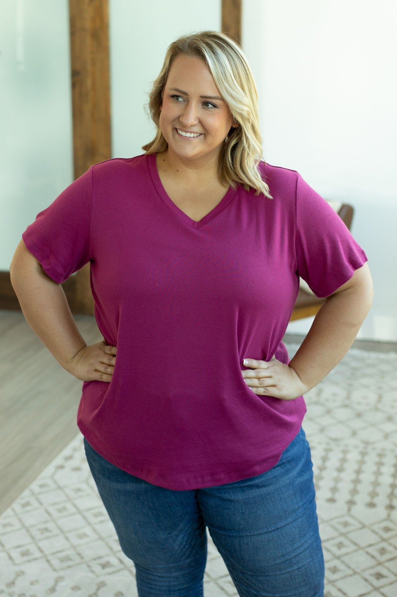 Michelle Mae Skylar Short Sleeve Top - Magenta