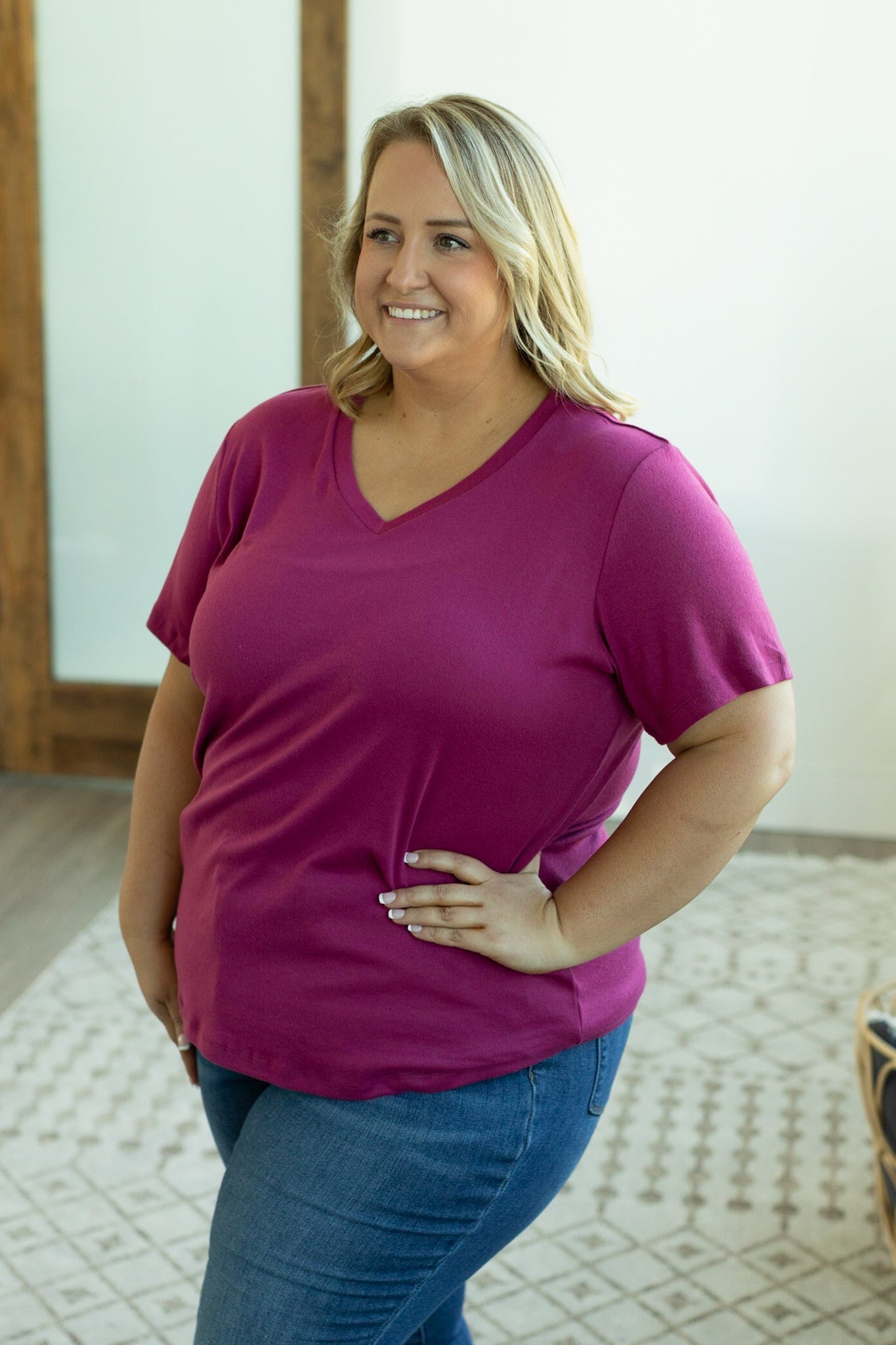 Michelle Mae Skylar Short Sleeve Top - Magenta