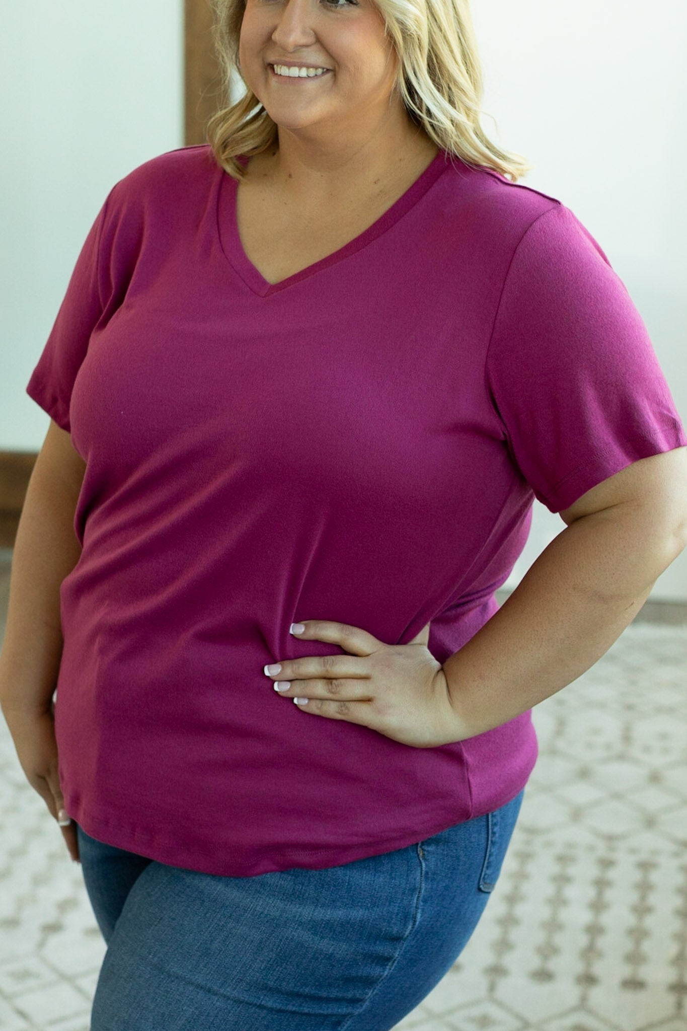 Michelle Mae Skylar Short Sleeve Top - Magenta