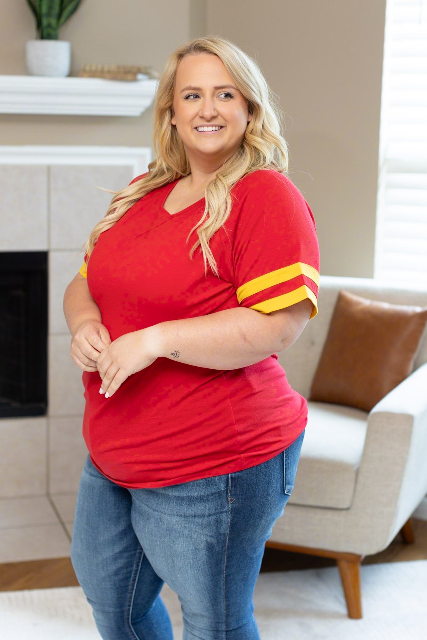 Michelle Mae Kylie Tee - Kansas City Red and Yellow FINAL SALE