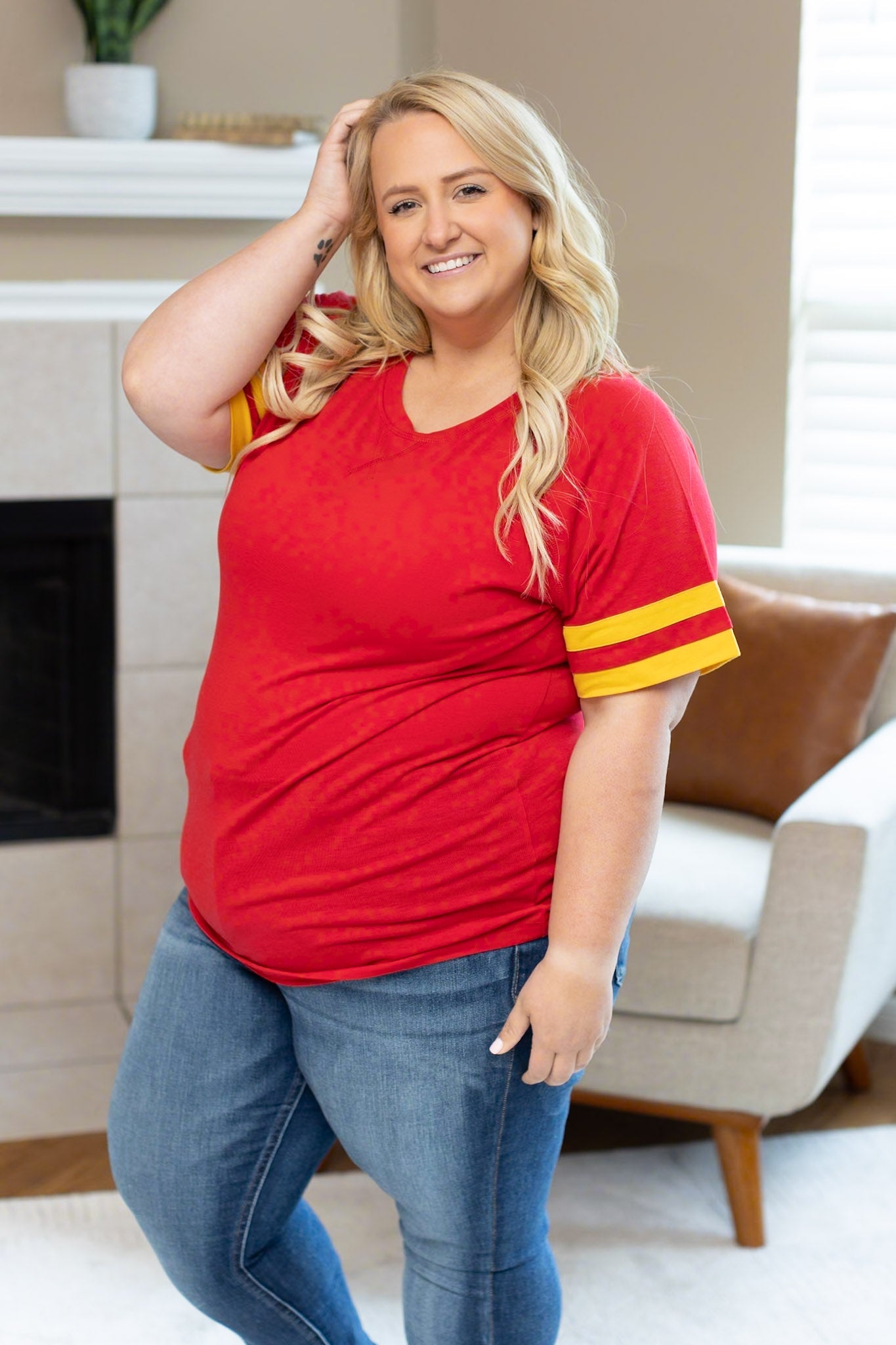 Michelle Mae Kylie Tee - Kansas City Red and Yellow FINAL SALE