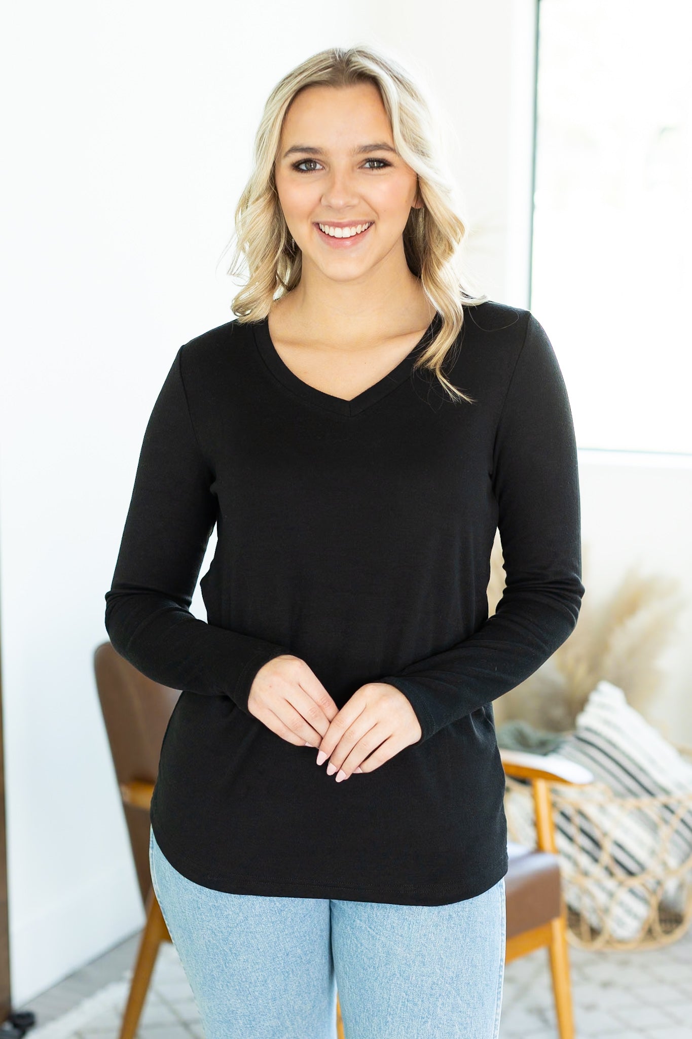 Michelle Mae Leah Long Sleeve Top - Black