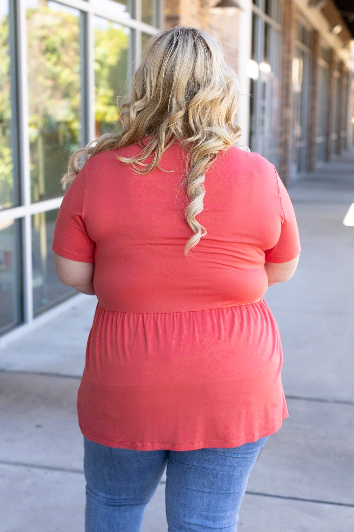 Michelle Mae Sarah Ruffle Short Sleeve - Deep Coral