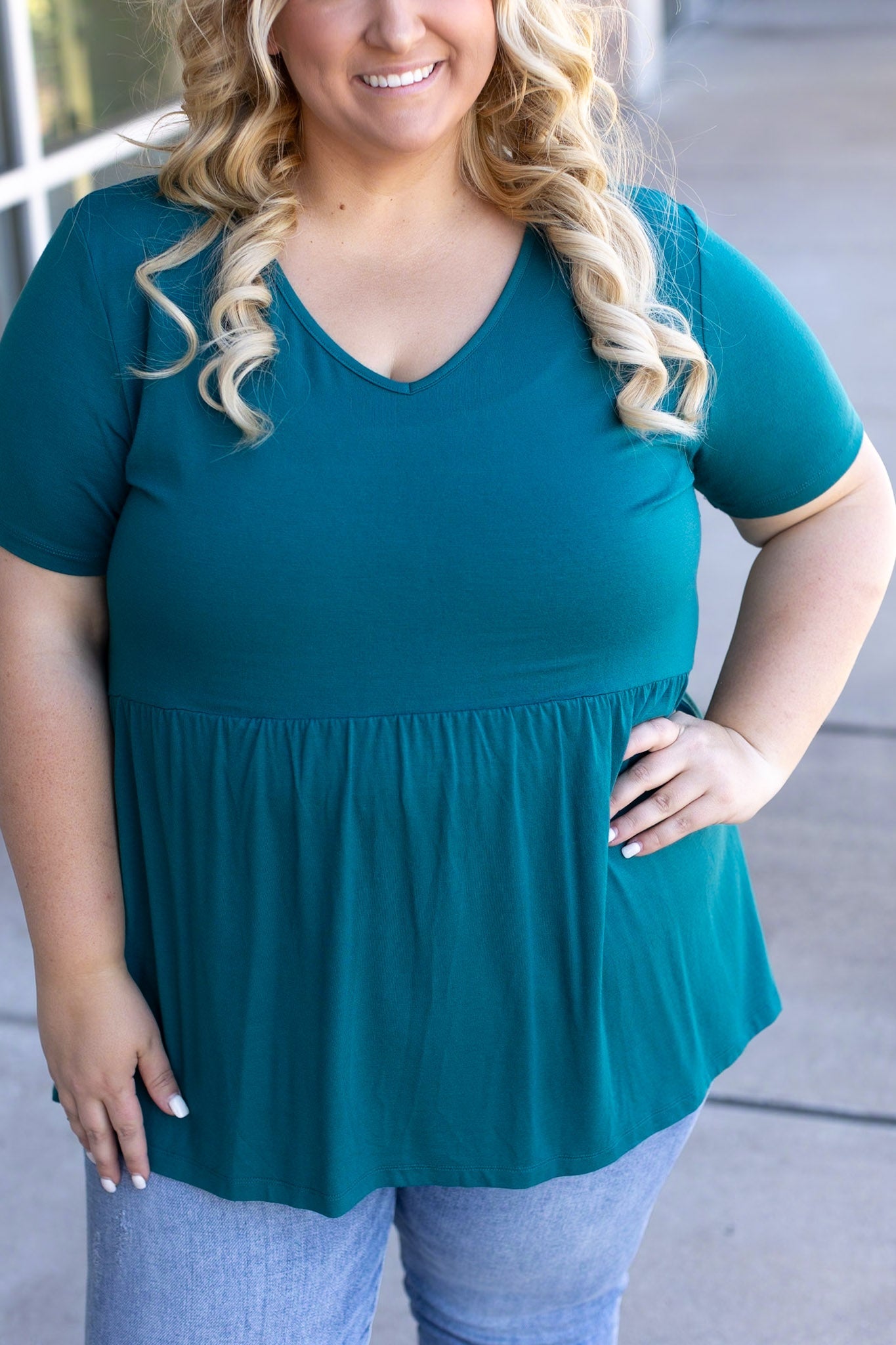 Michelle Mae Sarah Ruffle Short Sleeve - Teal