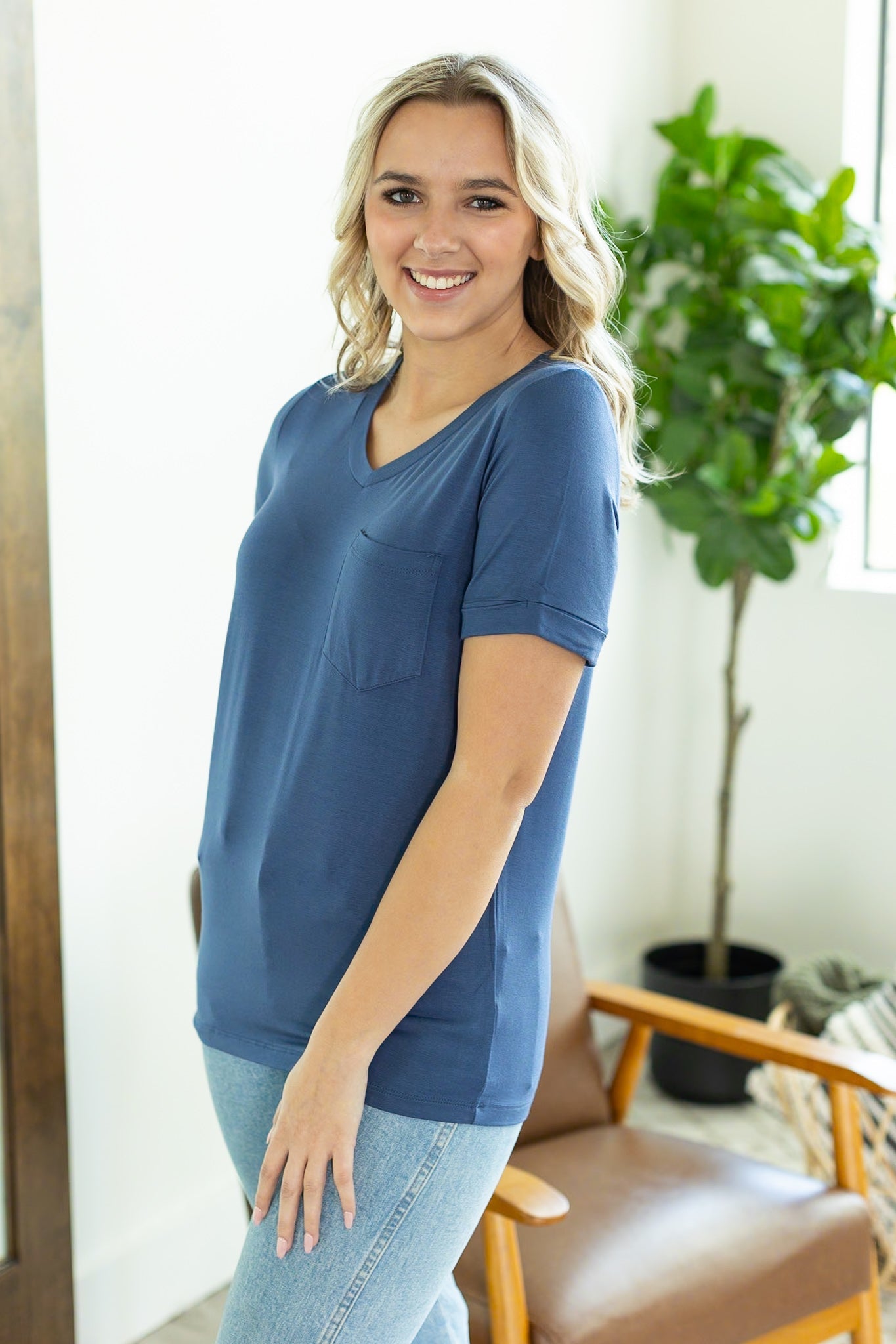 Michelle Mae Sophie Pocket Tee - Blue