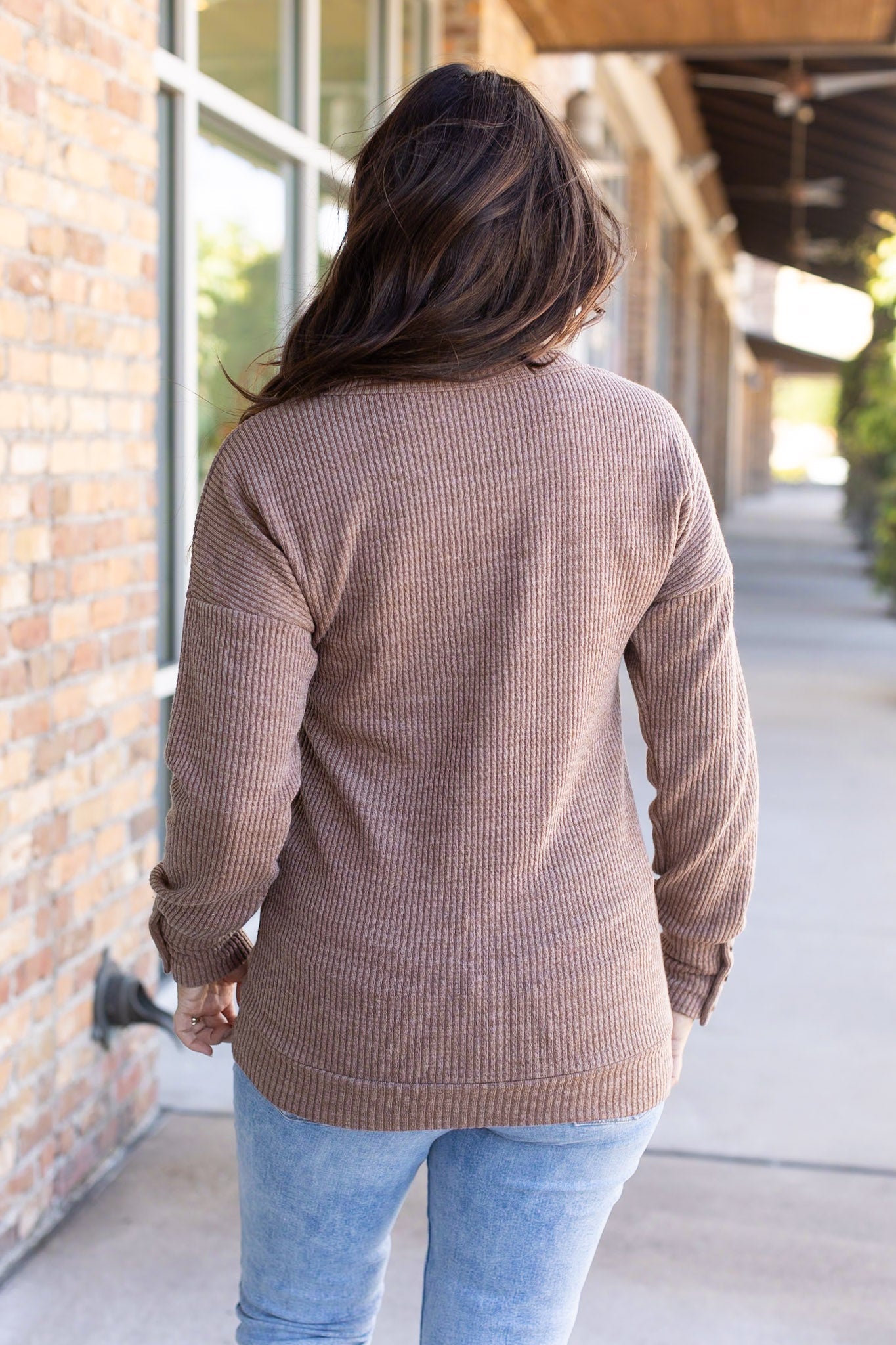 Michelle Mae Brittney Button Sweater - Mocha | Women's Long Sleeve