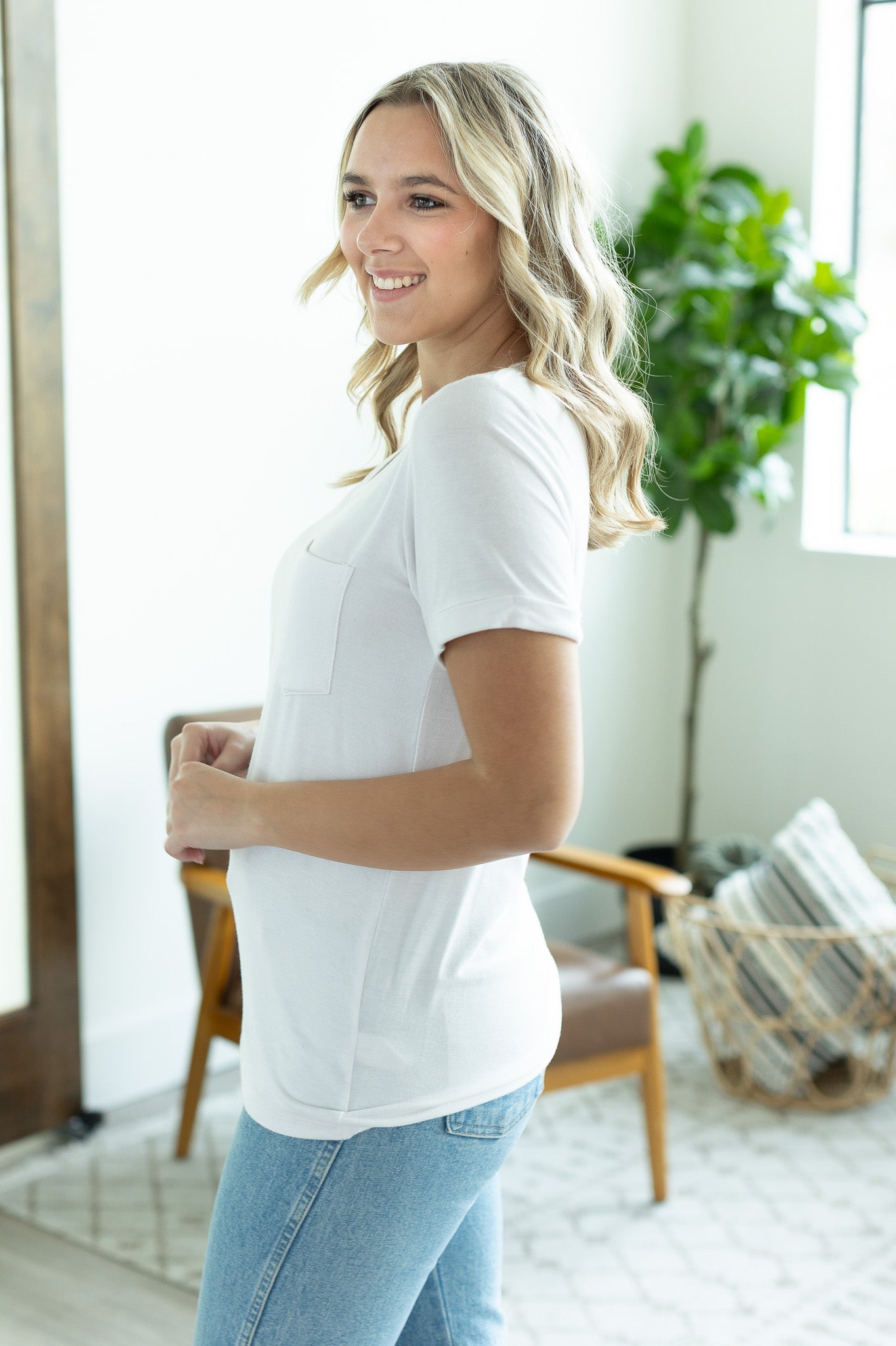 Michelle Mae Sophie Pocket Tee - White