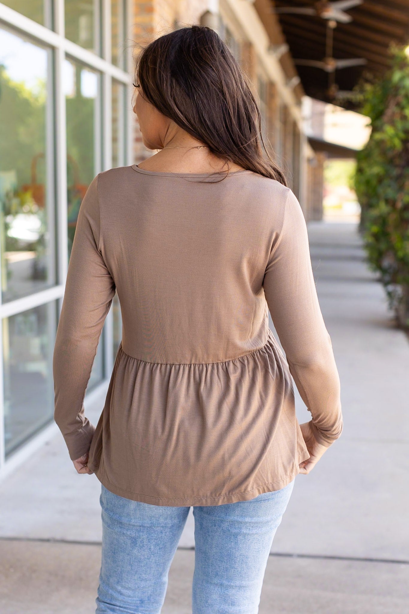 Michelle Mae Long Sleeve Sarah Ruffle - Mocha