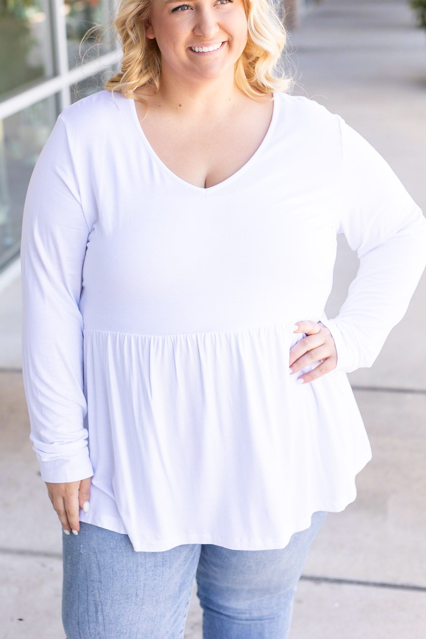 Michelle Mae Long Sleeve Sarah Ruffle - White