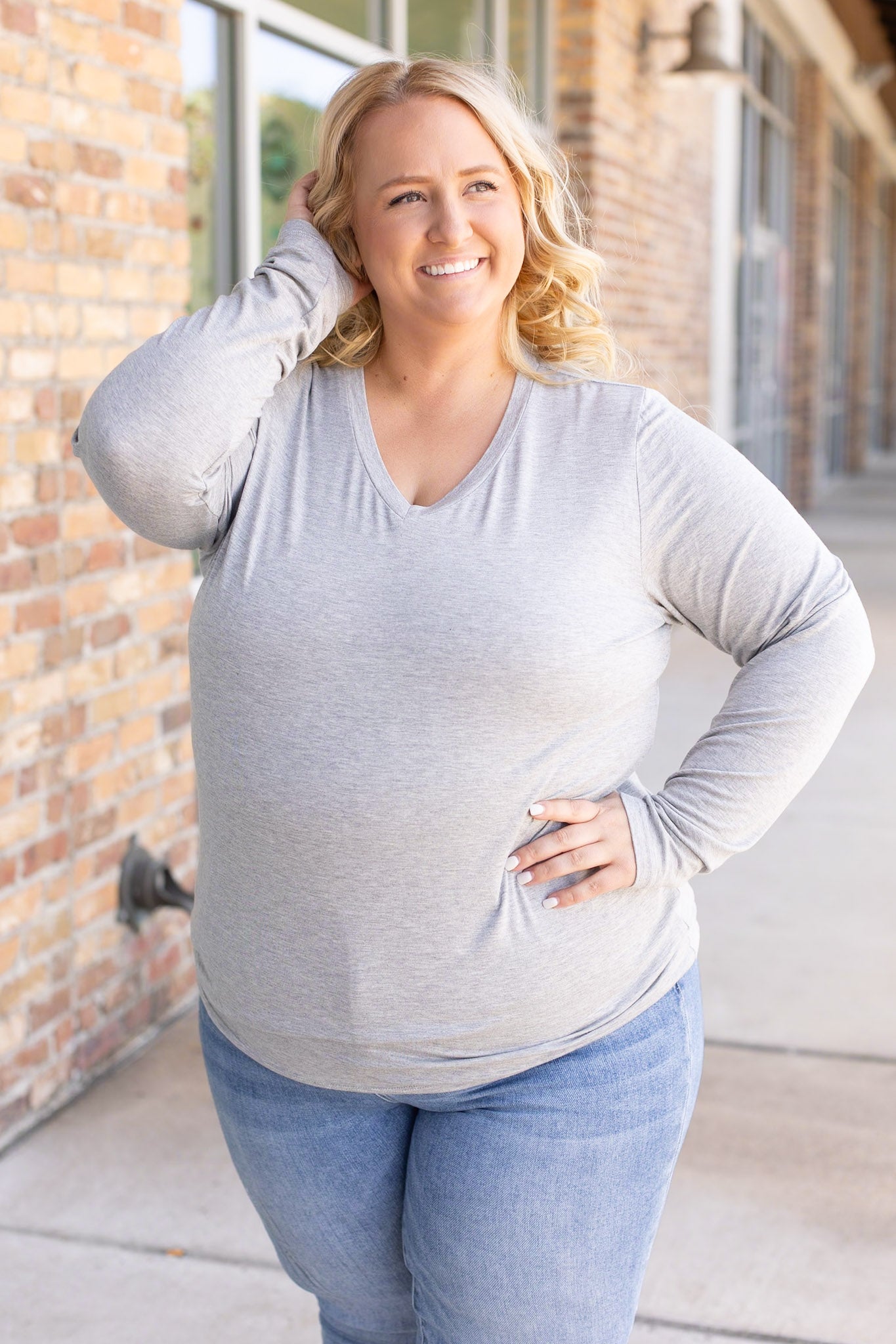 Michelle Mae Larissa Long Sleeve - Light Grey