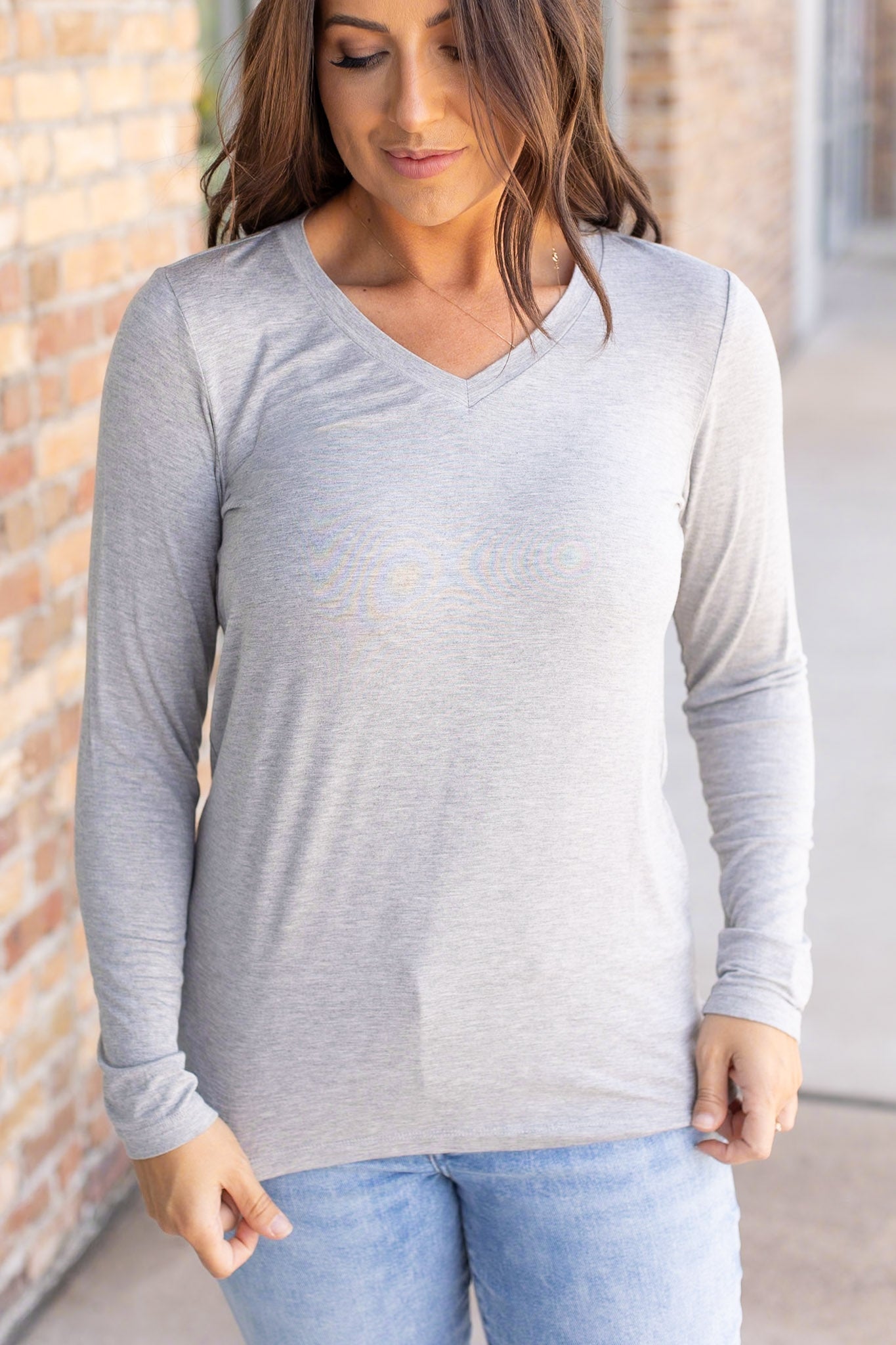 Michelle Mae Larissa Long Sleeve - Light Grey