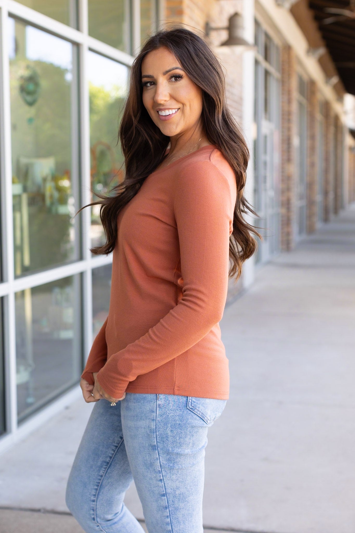 Michelle Mae Leah Long Sleeve Top - Pumpkin