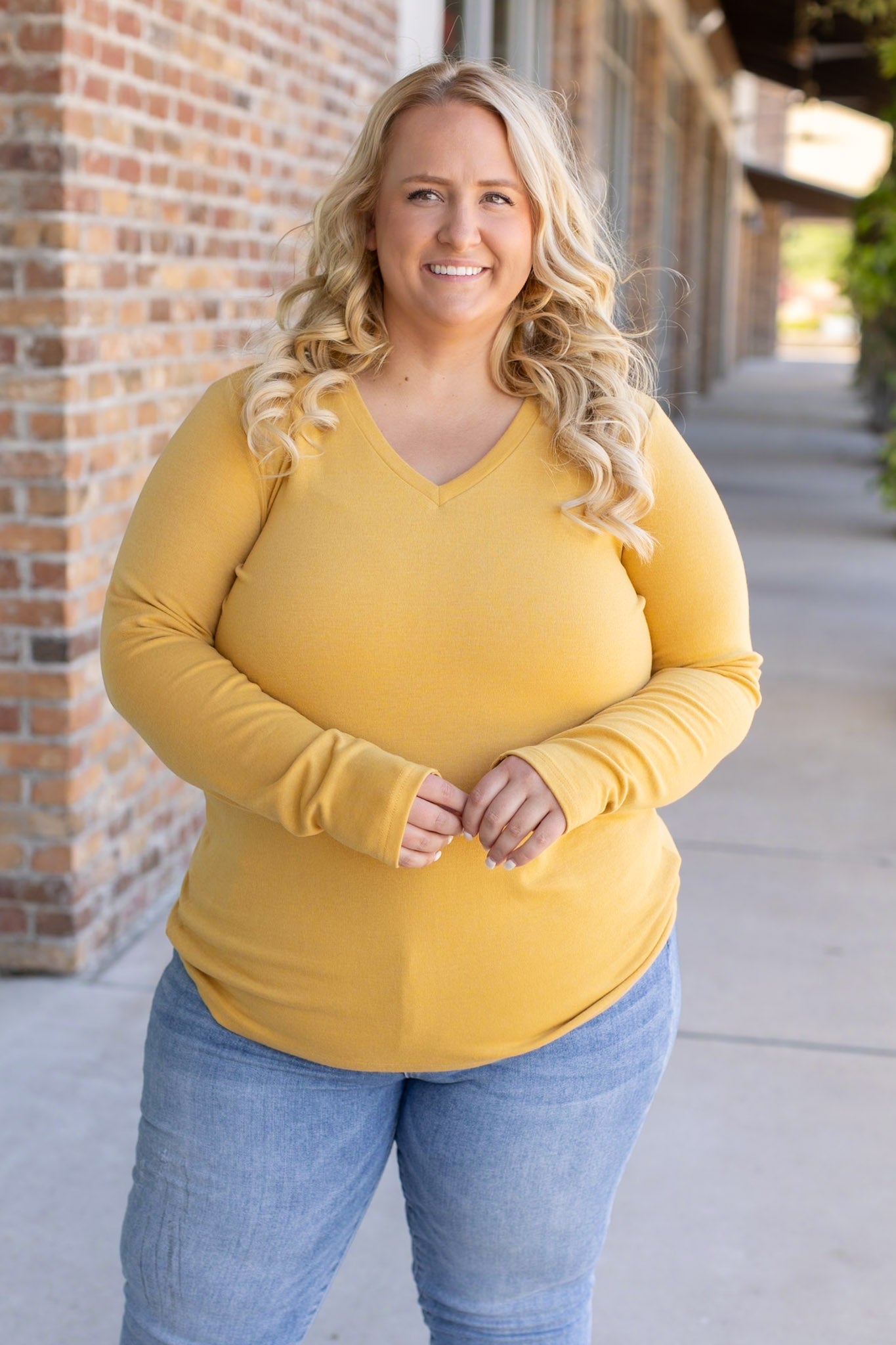 Michelle Mae Leah Long Sleeve Top - Mustard