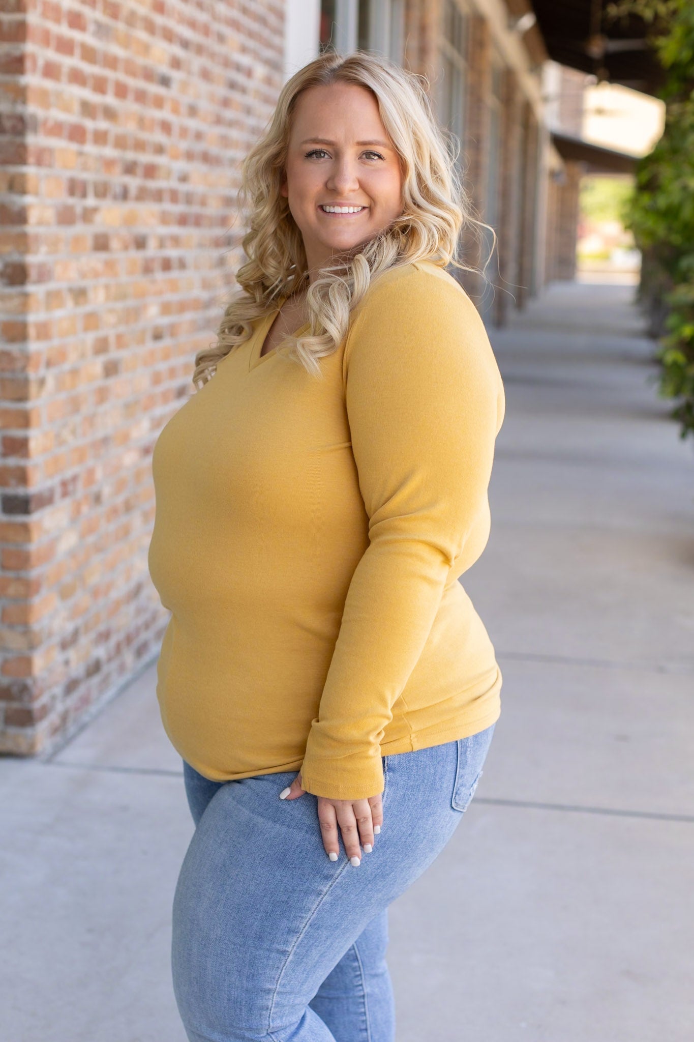 Michelle Mae Leah Long Sleeve Top - Mustard