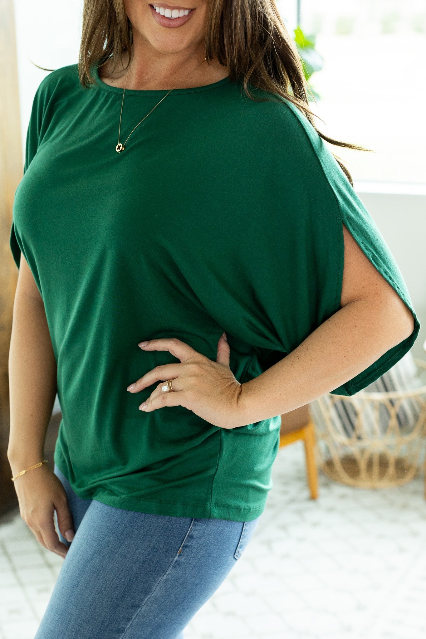 Michelle Mae Darcy Dolman Top - Forest Green