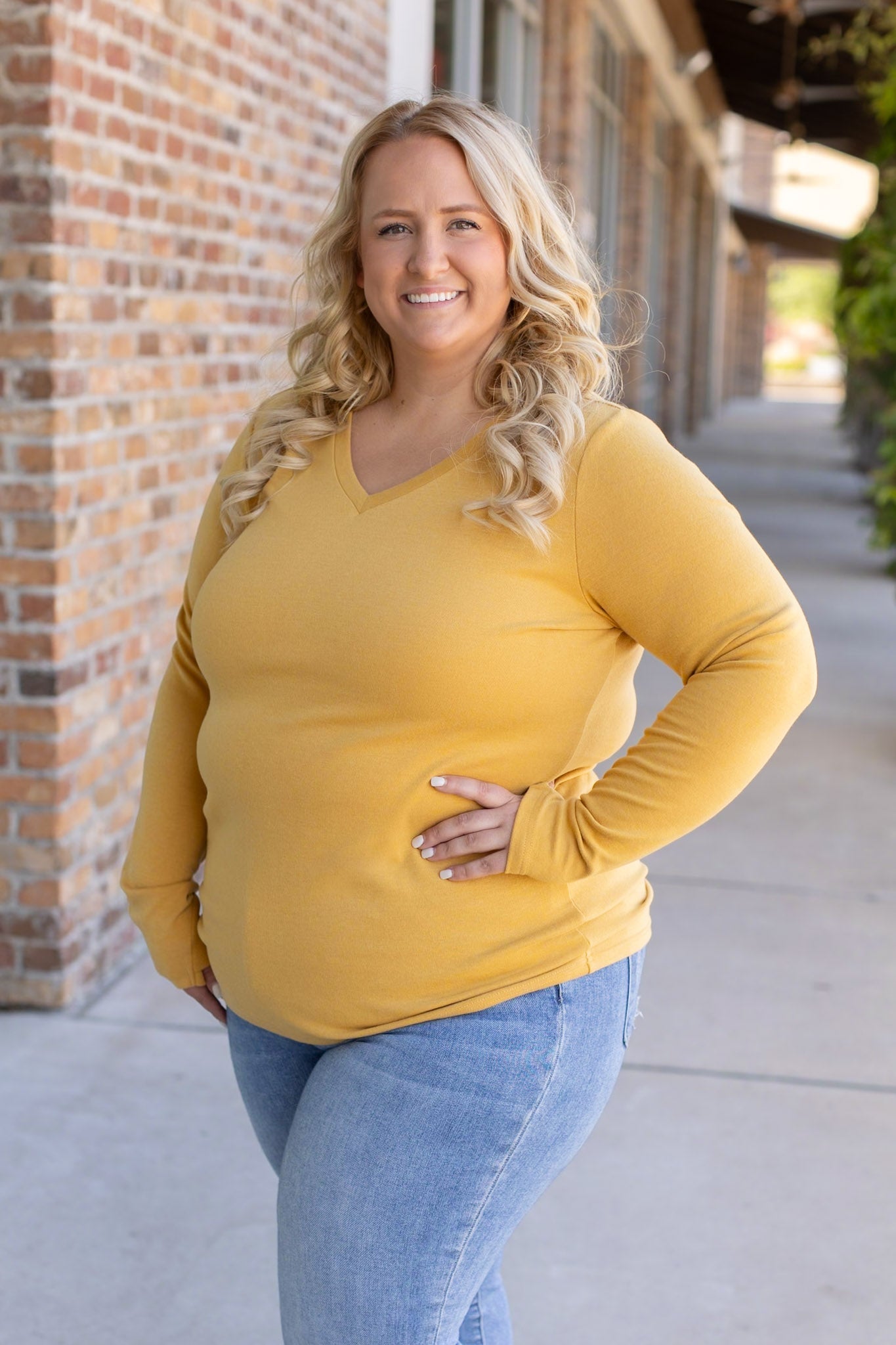 Michelle Mae Leah Long Sleeve Top - Mustard