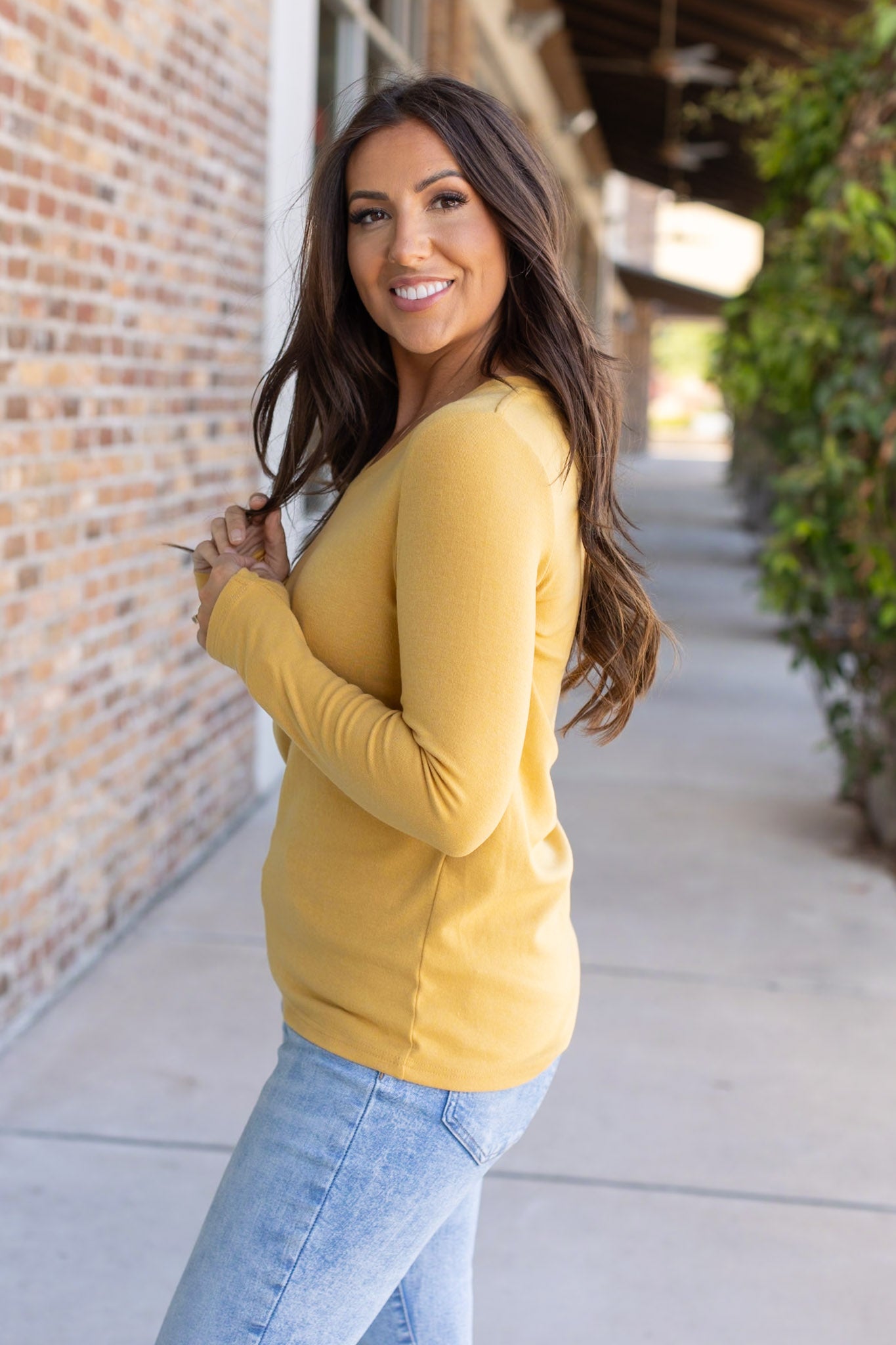 Michelle Mae Leah Long Sleeve Top - Mustard