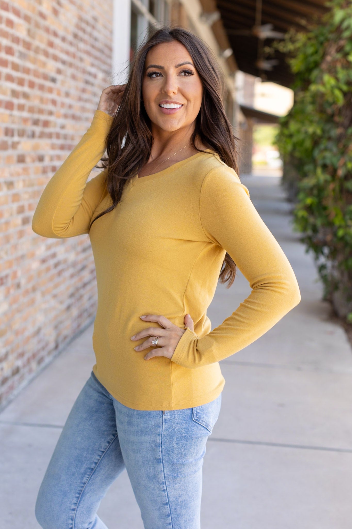 Michelle Mae Leah Long Sleeve Top - Mustard