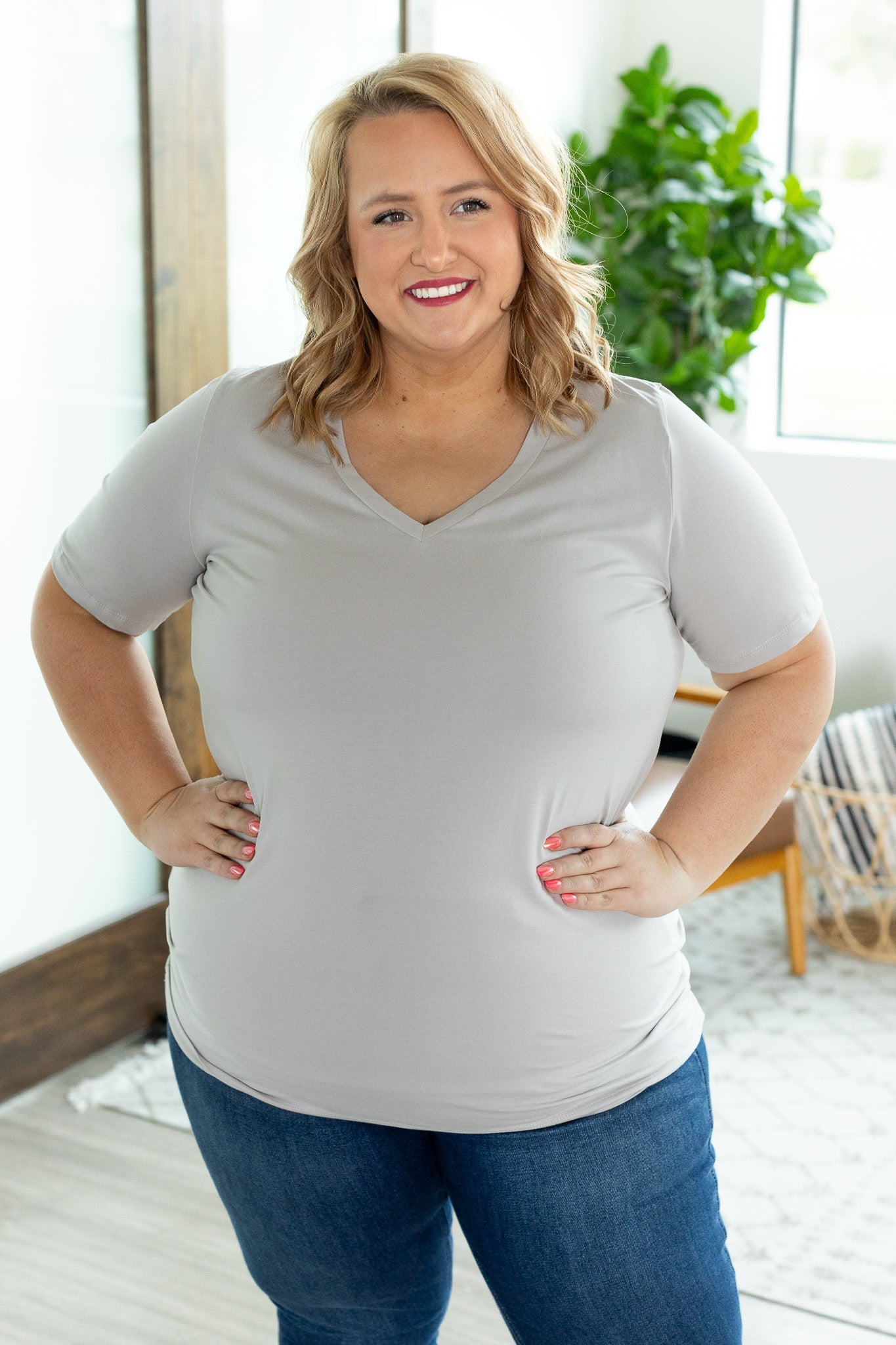 Michelle Mae Olivia Tee - Stone Grey