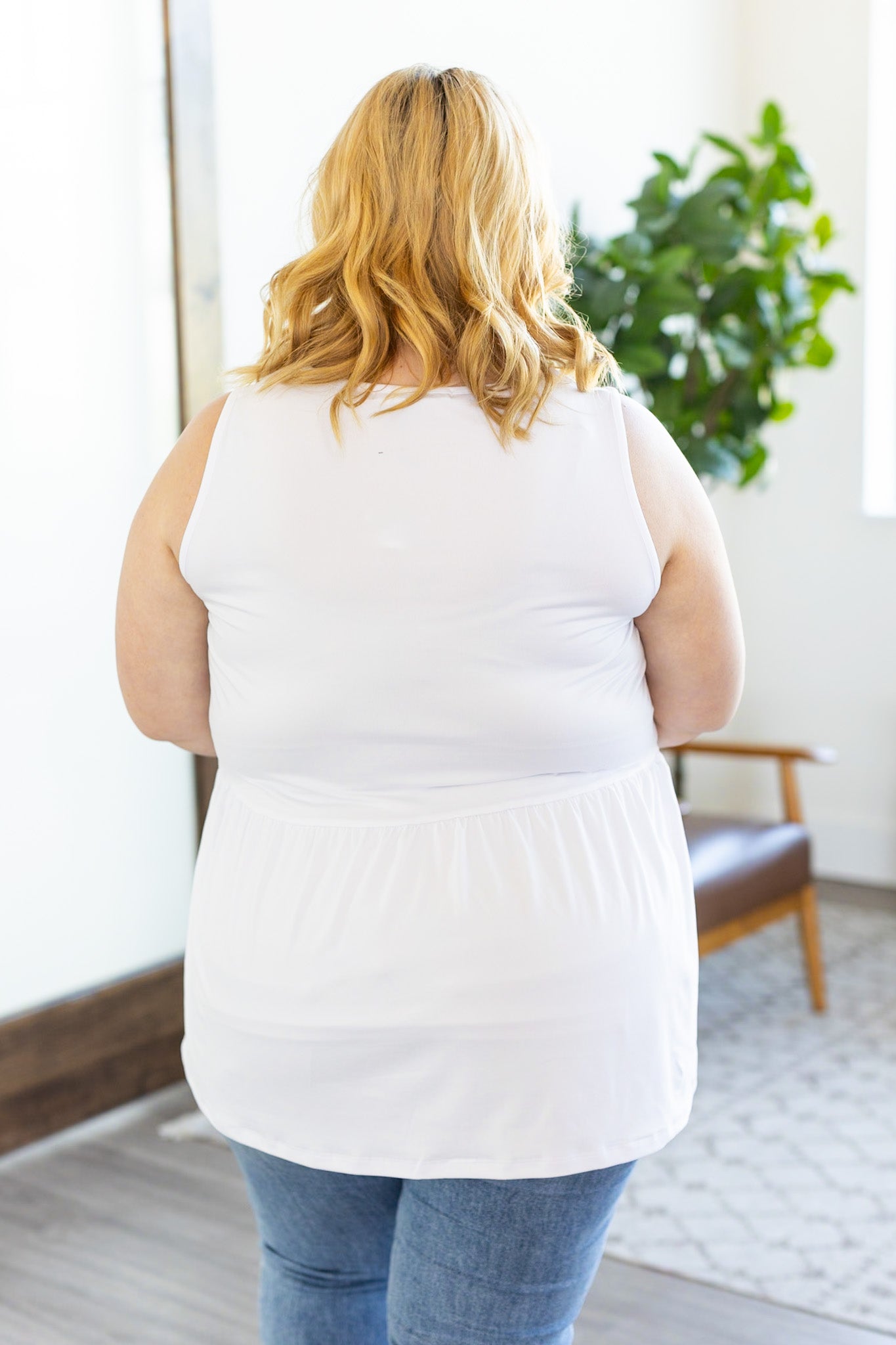 Michelle Mae Renee Ruffle Tank - White