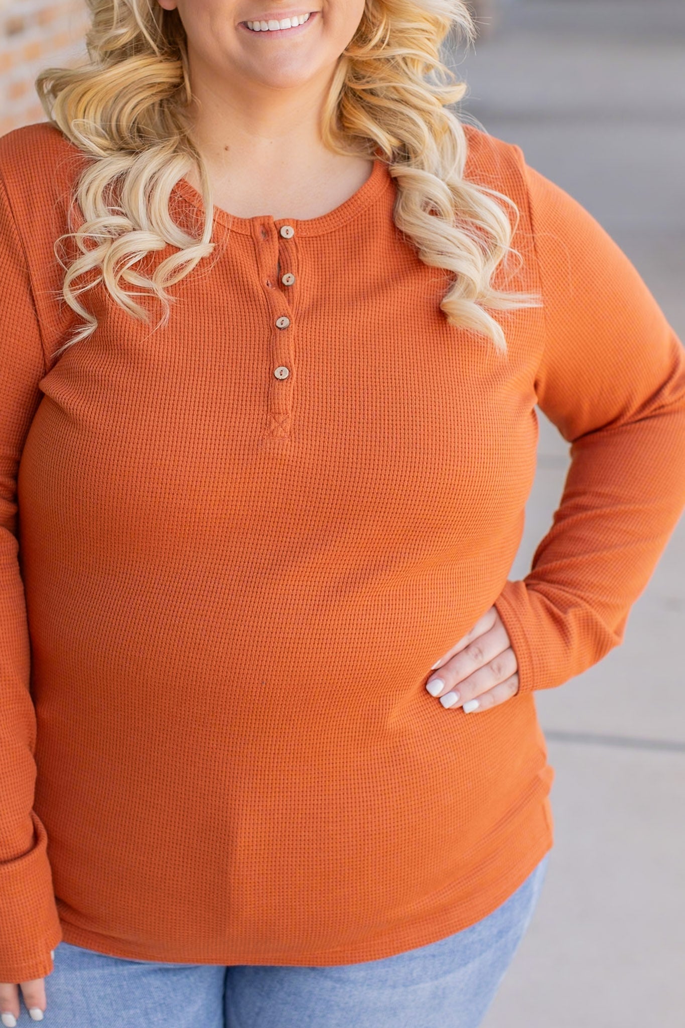 Harper Long Sleeve Henley - Pumpkin