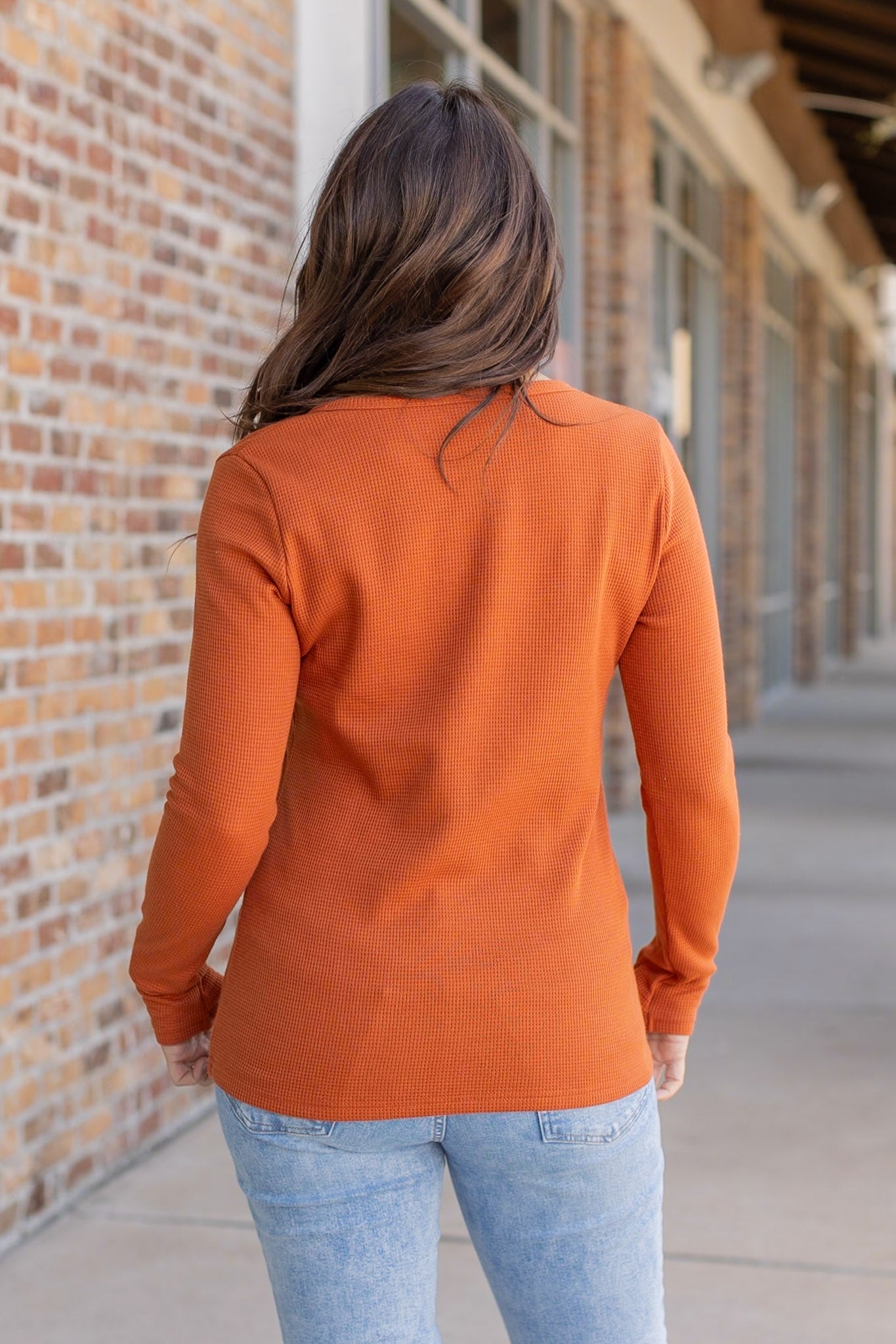 Michelle Mae Harper Long Sleeve Henley - Pumpkin