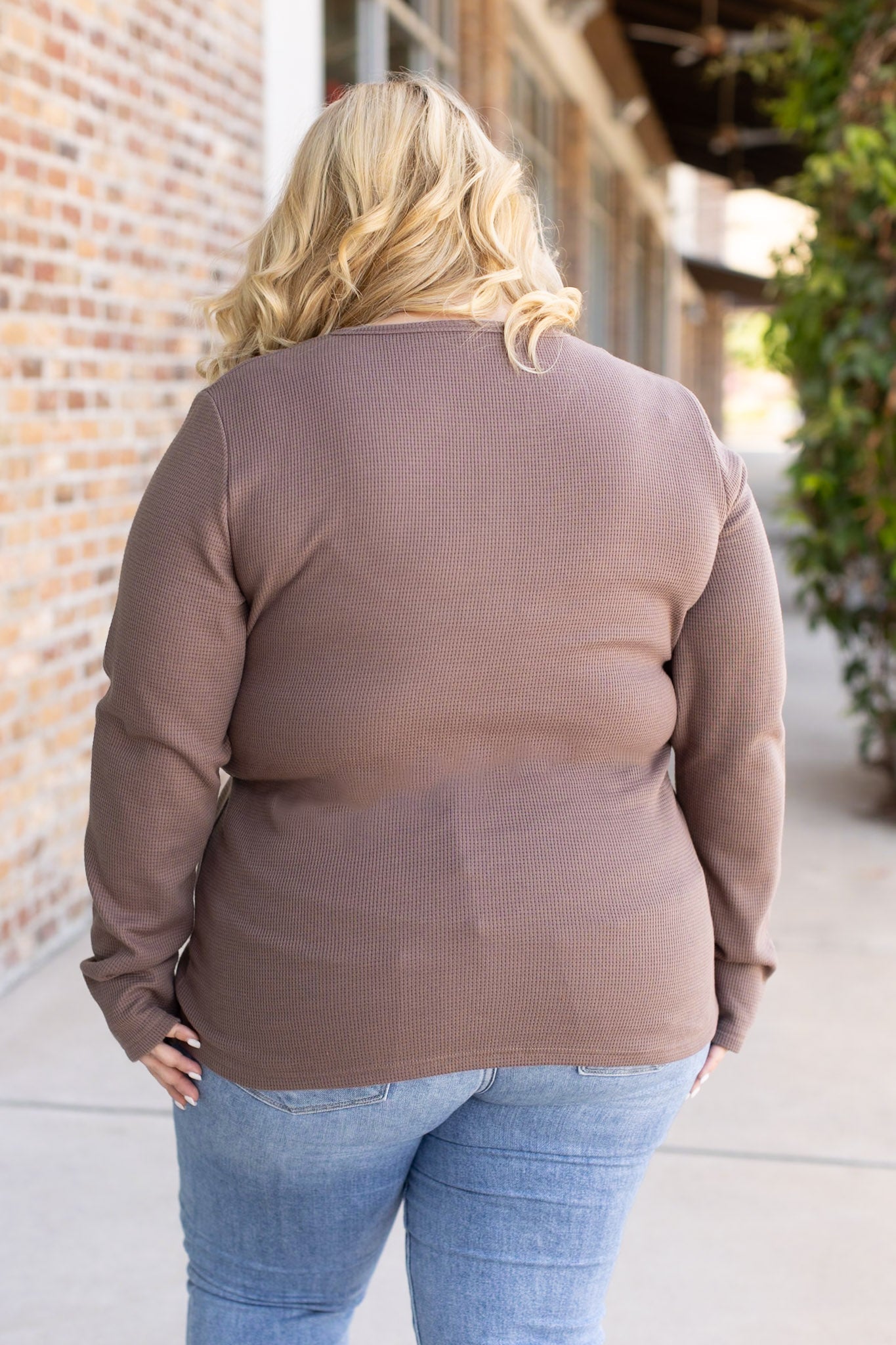 Michelle Mae Harper Long Sleeve Henley - Mocha