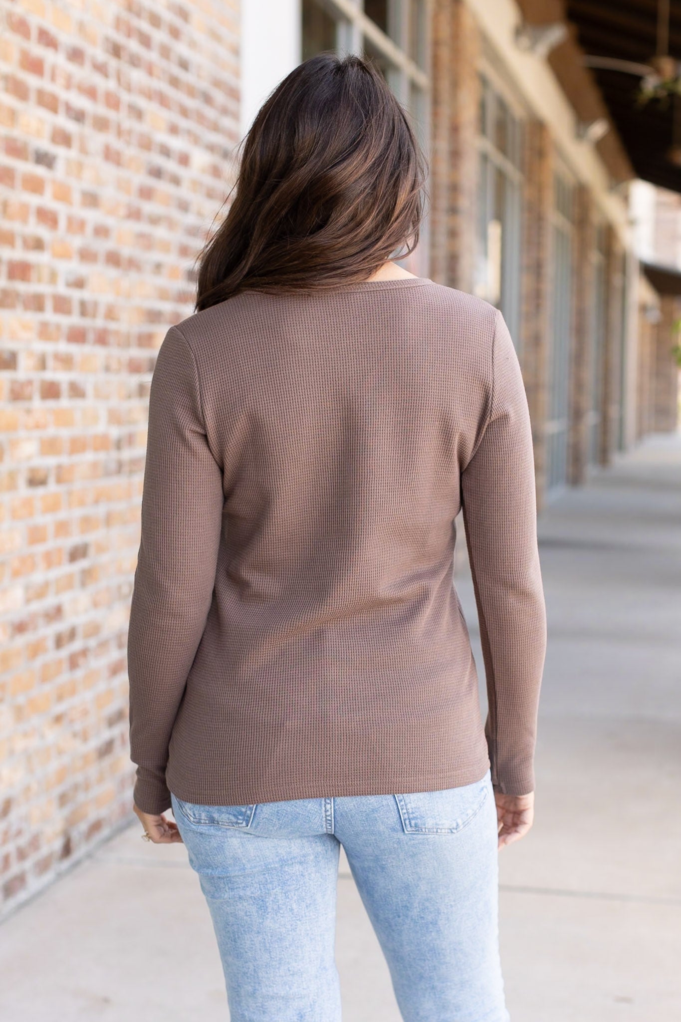 Michelle Mae Harper Long Sleeve Henley - Mocha